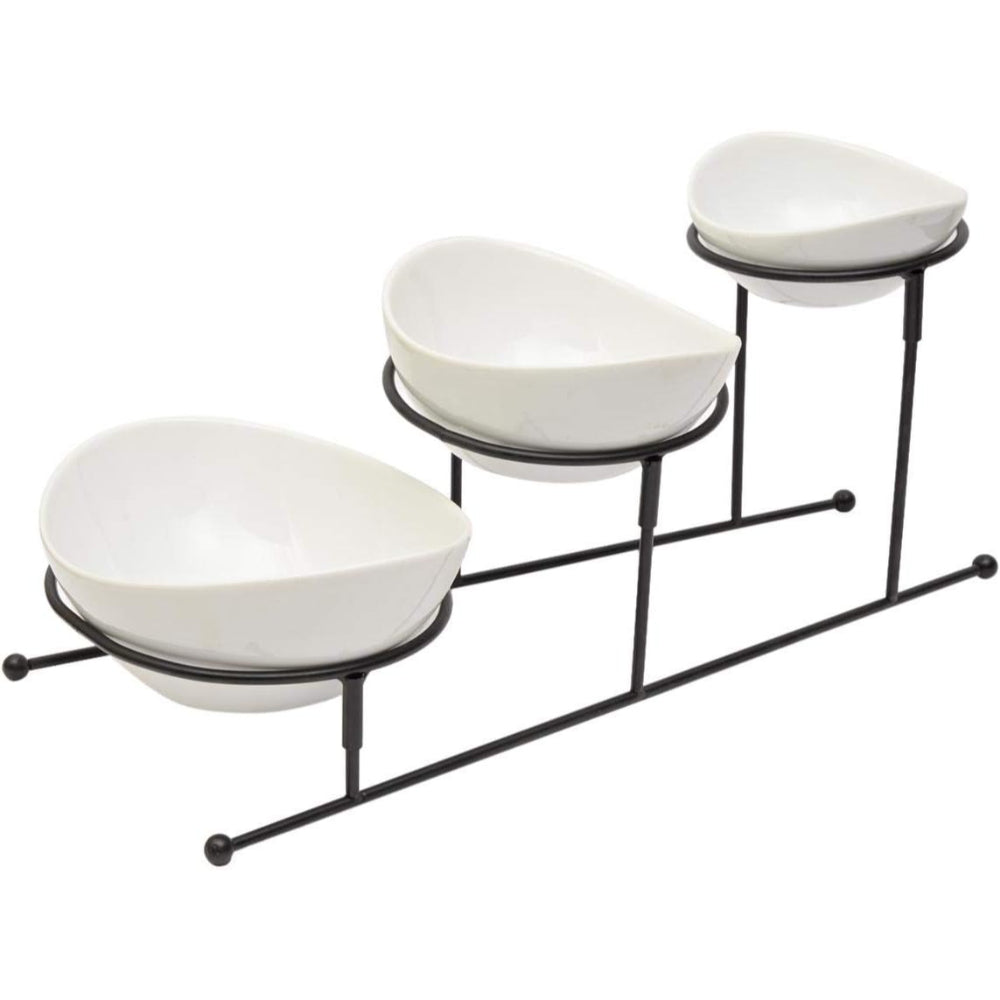 أوعية تقديم من البورسلين الأبيض الضحل بثلاث طبقات، مجموعة تقديم أنيقة متعددة الطبقات للوجبات الخفيفة والفواكه والحلويات والمزيد