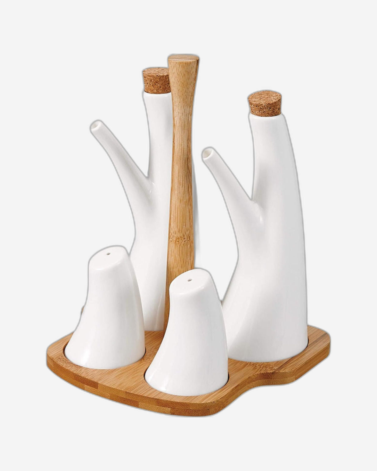 مجموعة توابل من البورسلين الضحلة، مكونة من 4 قطع، بقاعدة من الخيزران، مقاس 19 سم، حاويات أنيقة للتوابل والصلصات للمطبخ أو طاولة الطعام