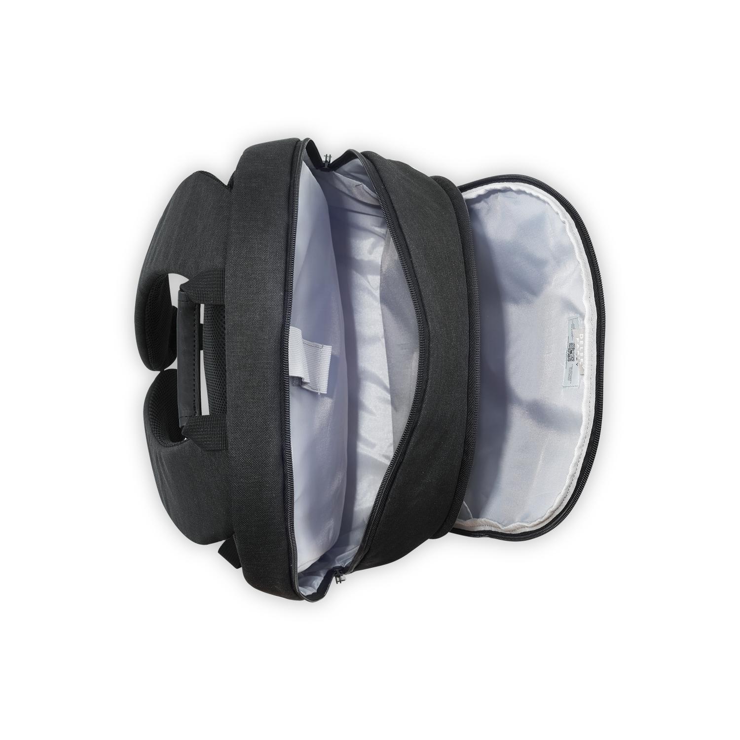 حقيبة ظهر ديلسي باريس إسبلانيد لحماية الكمبيوتر المحمول مقاس 17.3 بوصة، مكونة من حجرتين، لون أسود داكن