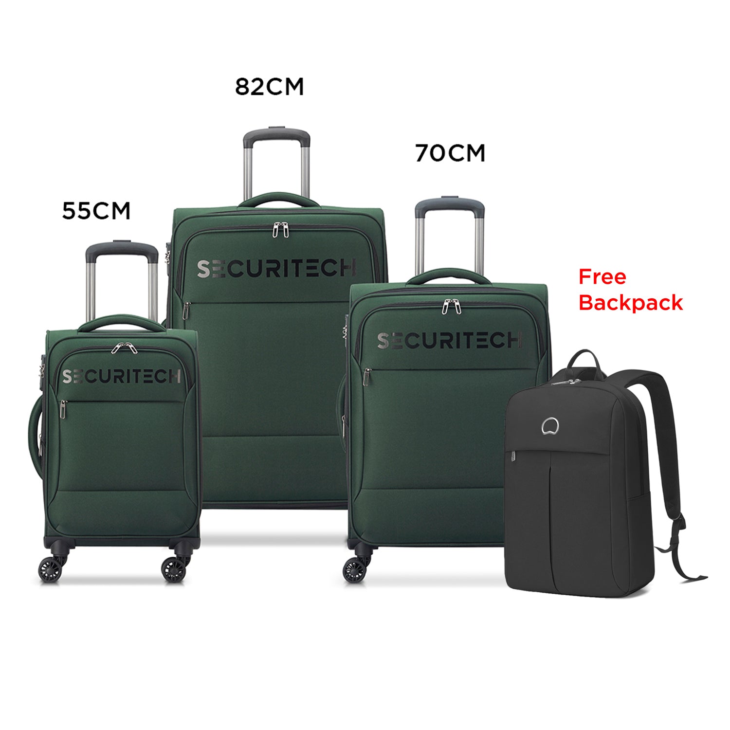 طقم ديلسي باريس سيكيوريتك فانجارد المكون من 3 قطع: عربة أمتعة قابلة للتوسيع + حقيبة ظهر أغريبل مجانية