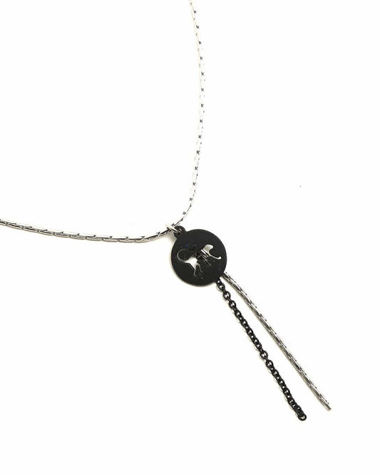 قلادة كيبلينج السوداء الفضية C200834-99A