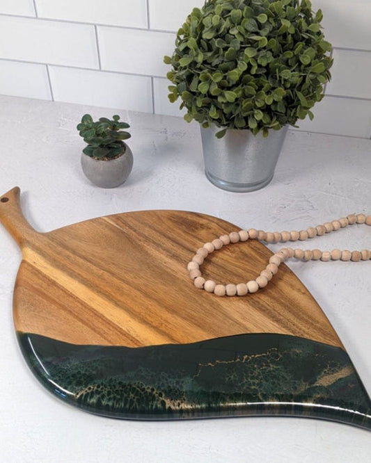 لوح لين وليانا من أوراق الأكاسيا مقاس 11×19 بوصة، مصنوع من اليشم