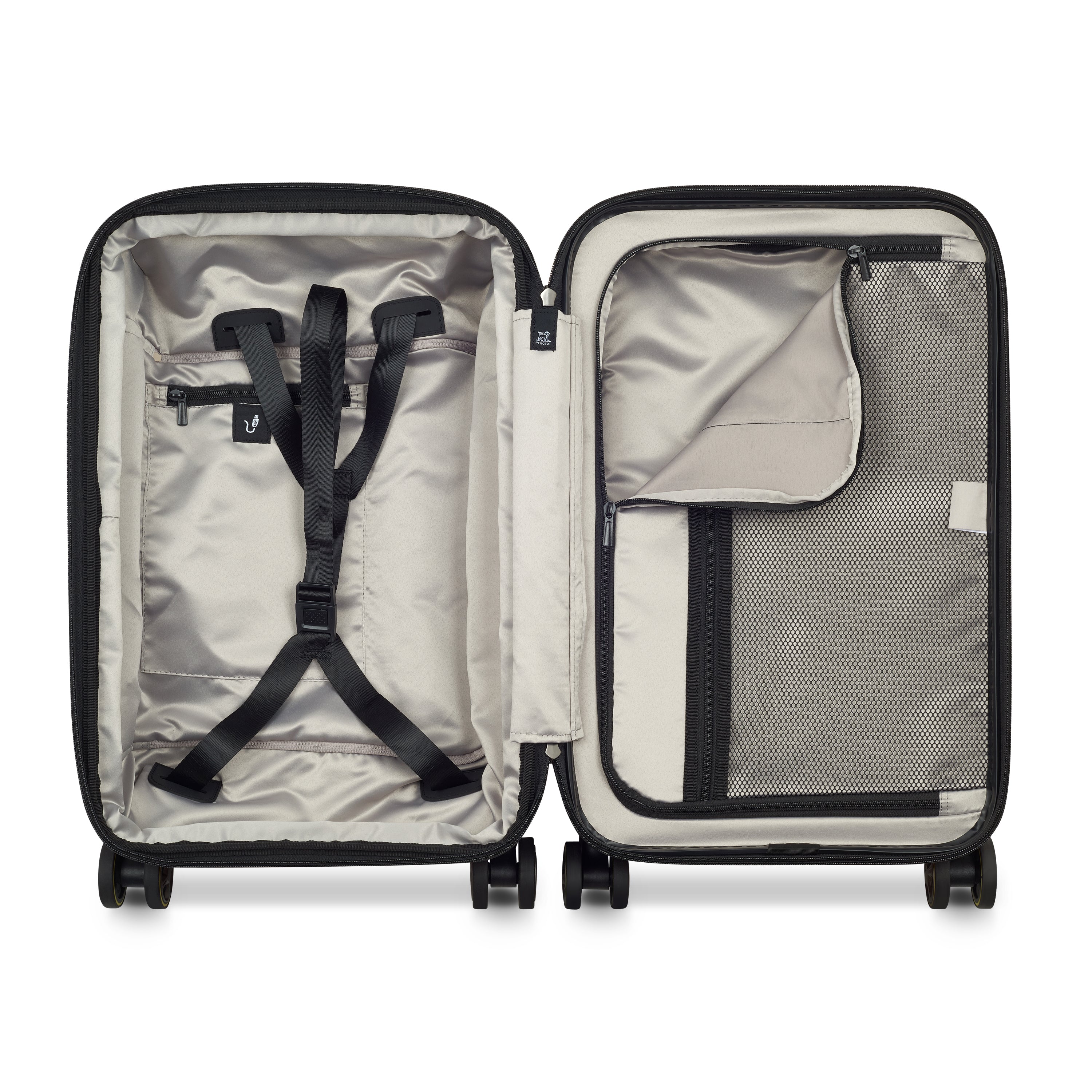 حقيبة بيجو زيب الصلبة ذات العجلات الأربع المزدوجة