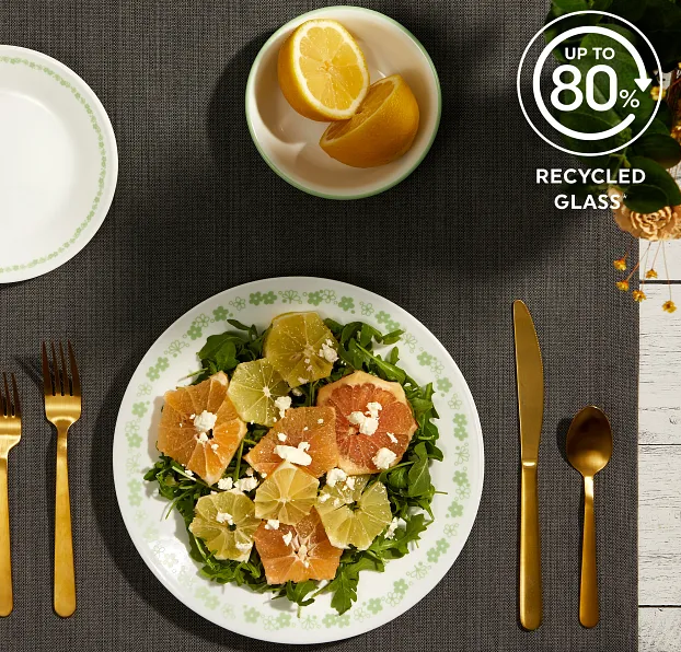 طقم أدوات مائدة كوريل سبرينج بلوسوم جرين، 12 قطعة، تكفي 4 أشخاص (1150543) - يتضمن 4 أطباق عشاء، وأطباق جانبية، وأوعية