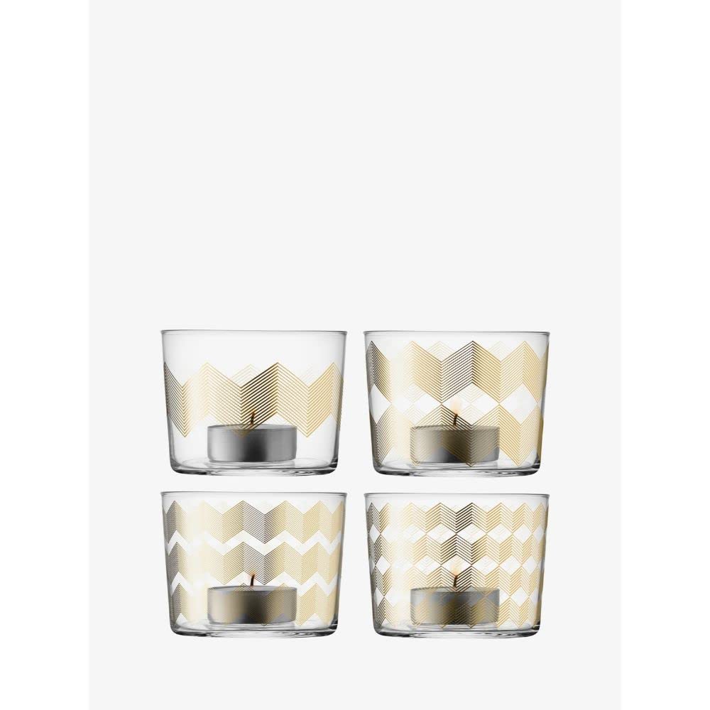 LSA Chevron Tealight Holder Gold Assorted x 4