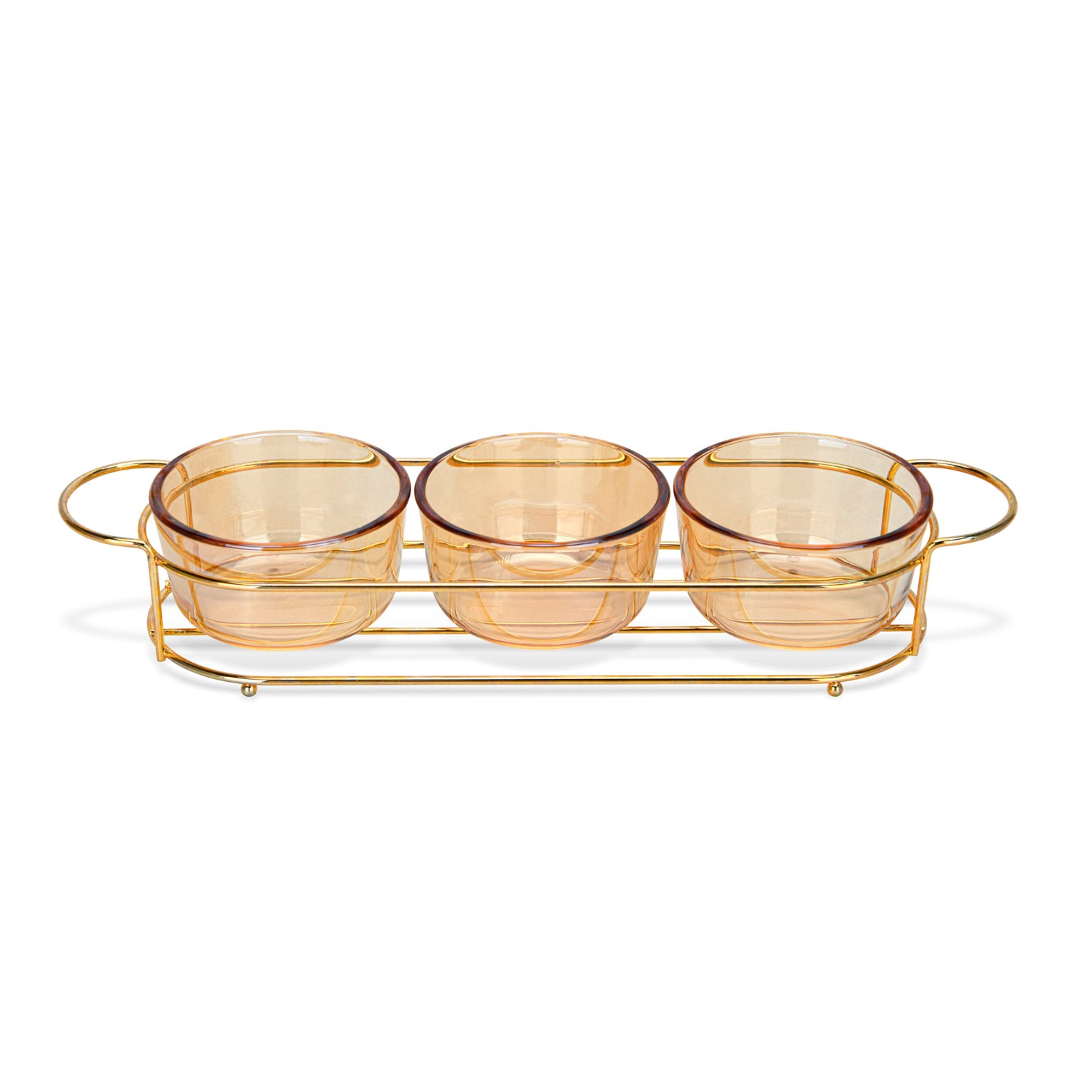 Fissman Pristine 3 Piece Glass Bowl with Metal Stand 9.7x5.3cm, 240ml/36x10.4x5.7cm