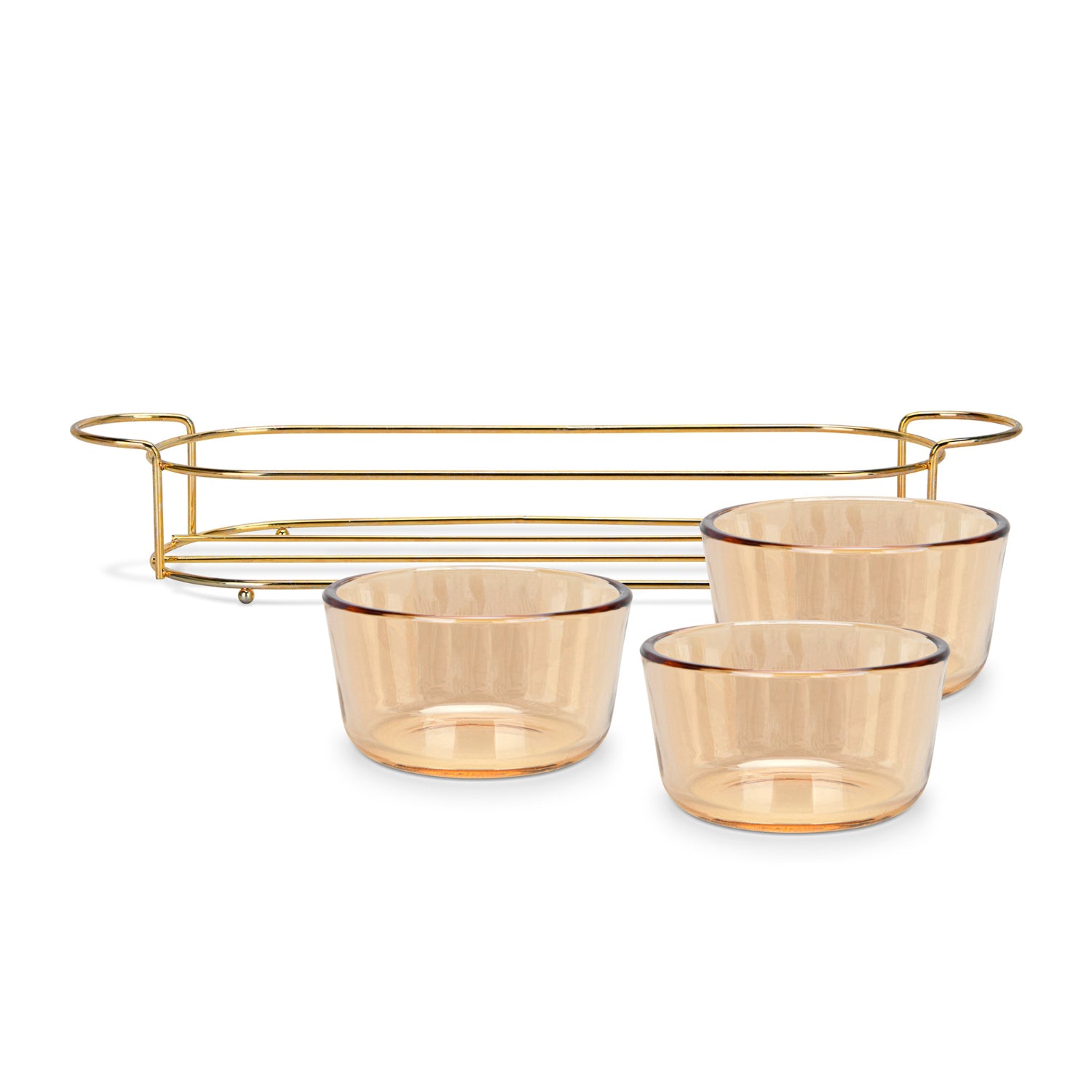 وعاء زجاجي بريستين من فيسمان، 3 قطع، مع حامل معدني، 9.7×5.3 سم، 240 مل/36×10.4×5.7 سم