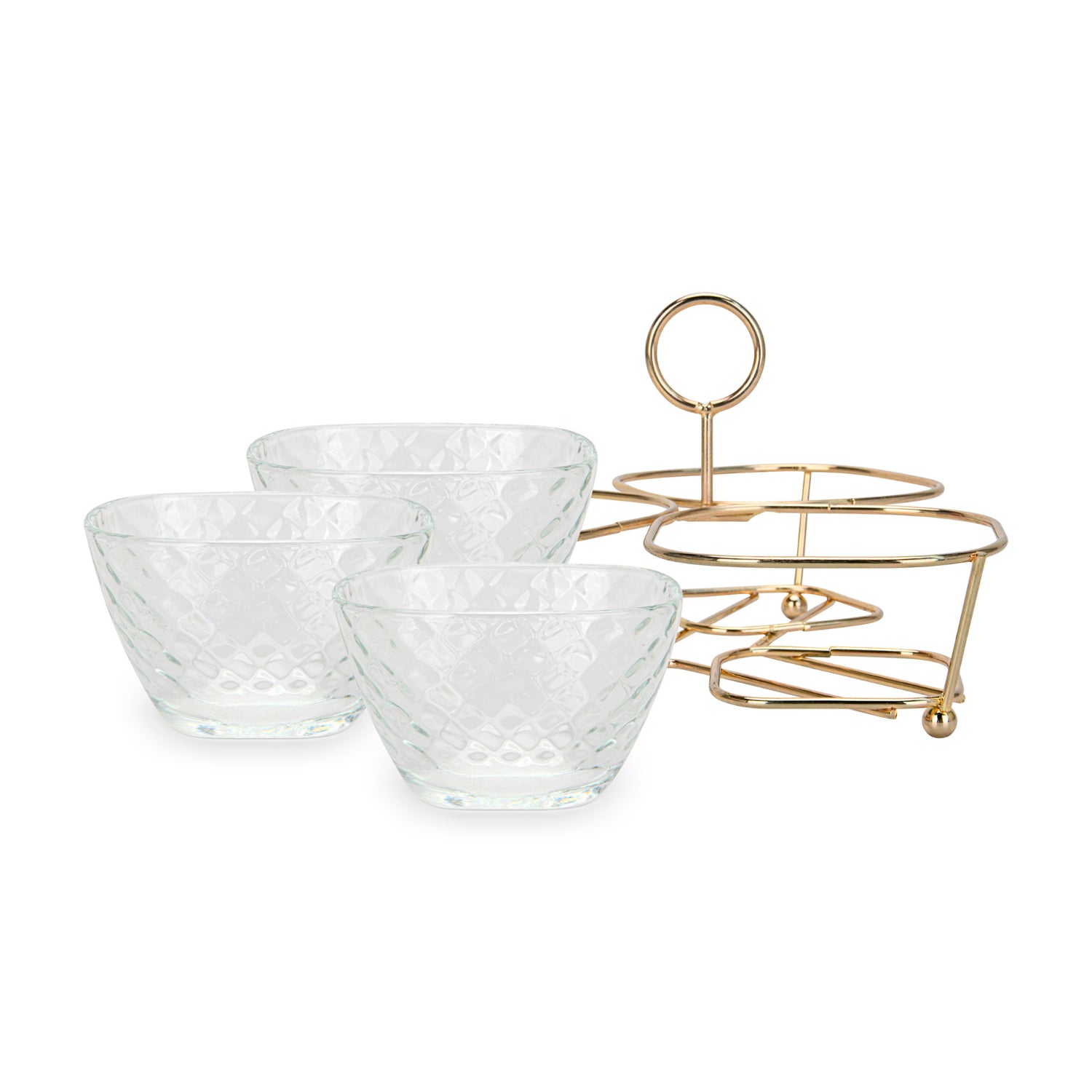 وعاء فيسمان بريستين الزجاجي الشفاف المكون من 3 قطع مع حامل معدني، سعة 280 مل/22.1×22.1×13.1 سم