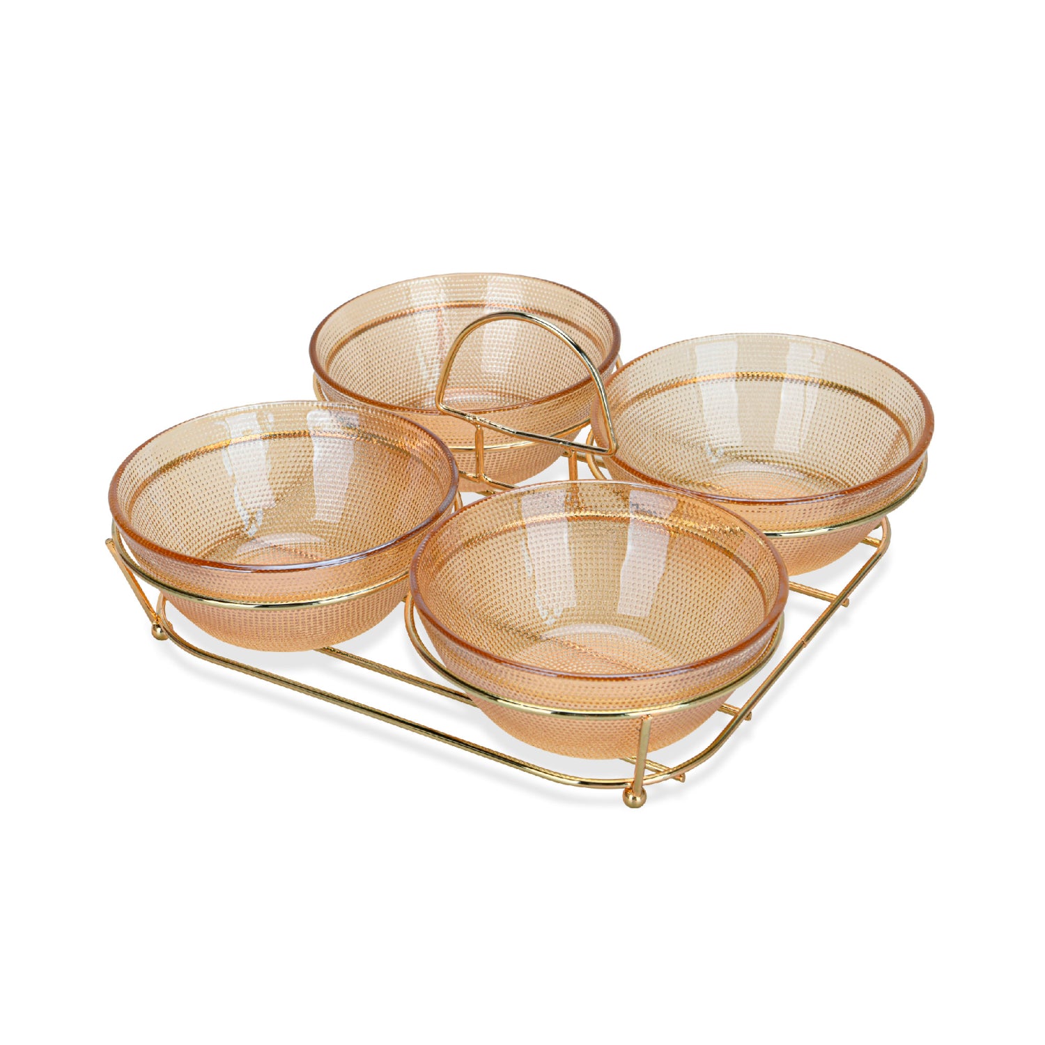 Fissman Pristine 4 Piece Glass Bowl with Metal Stand 350ml/24x24x13cm