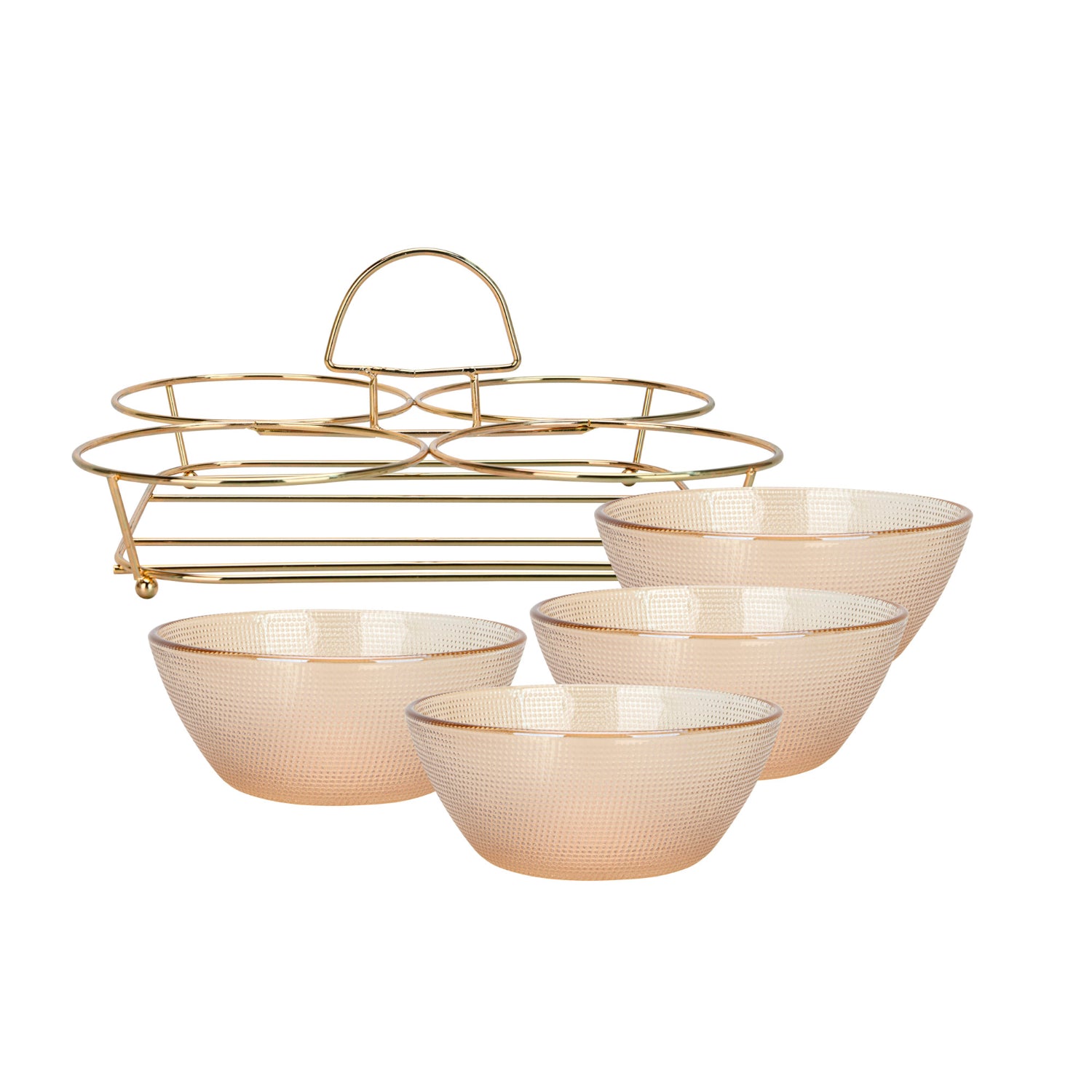 وعاء زجاجي بريستين من فيسمان، 4 قطع، مع حامل معدني، 350 مل/24×24×13 سم