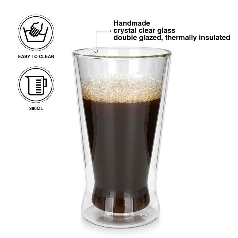 كأس فيسمان مزدوج الجدار من قطعتين، سعة 380 مل، مصنوع من زجاج البورسليكات