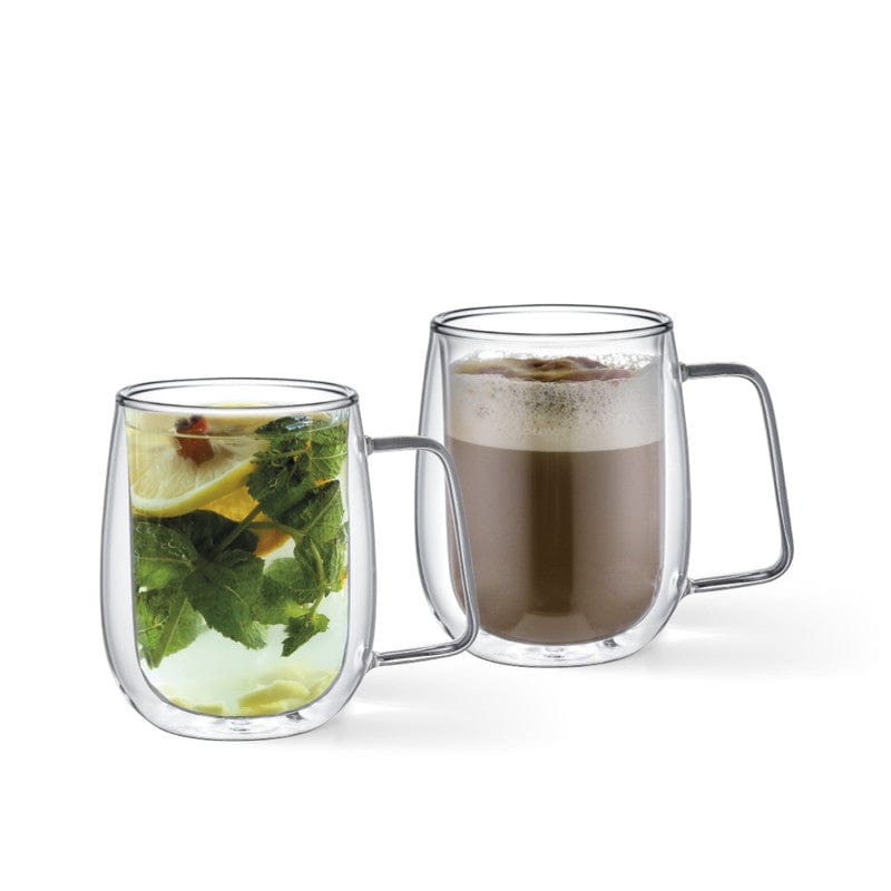 أكواب فيسمان مزدوجة الجدار من قطعتين، سعة 300 مل، مصنوعة من زجاج البورسليكات