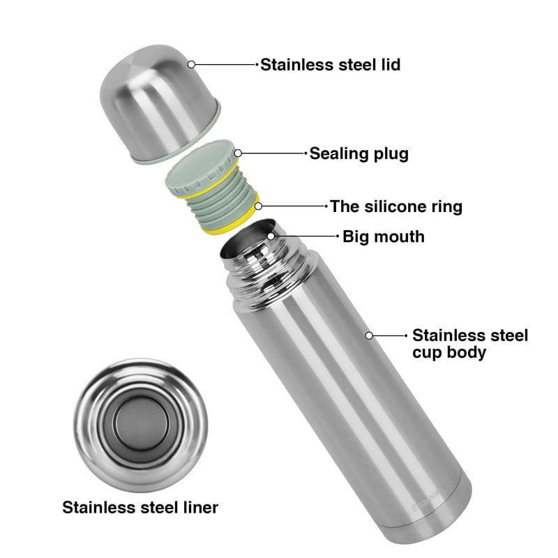 قارورة فيسمان مزدوجة الجدار مفرغة من الهواء، 750 مل، مصنوعة من الفولاذ المقاوم للصدأ