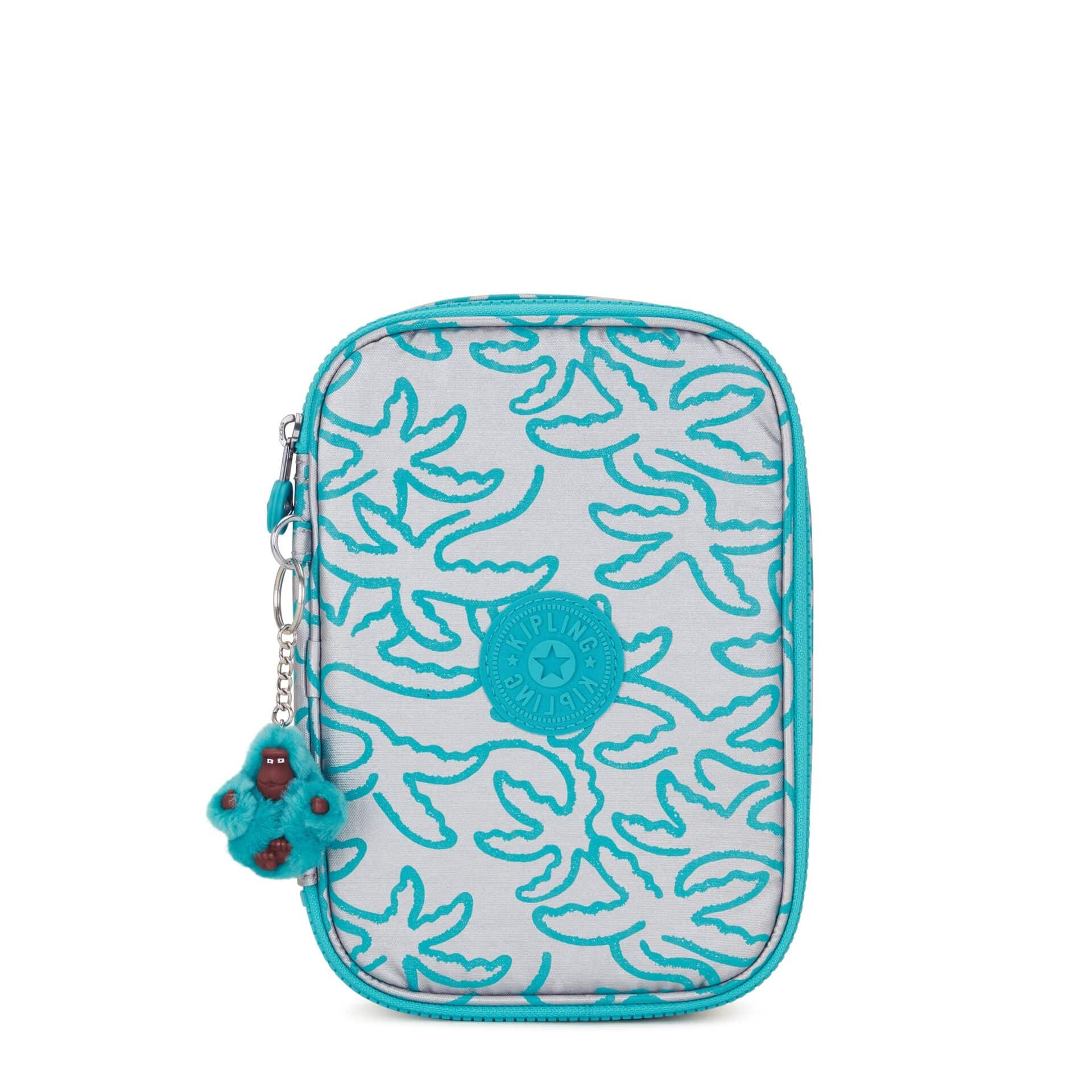 KIPLING-100 Pens-Large pencase holds up to 100 pens-Metallic Palm-I2974-1PM