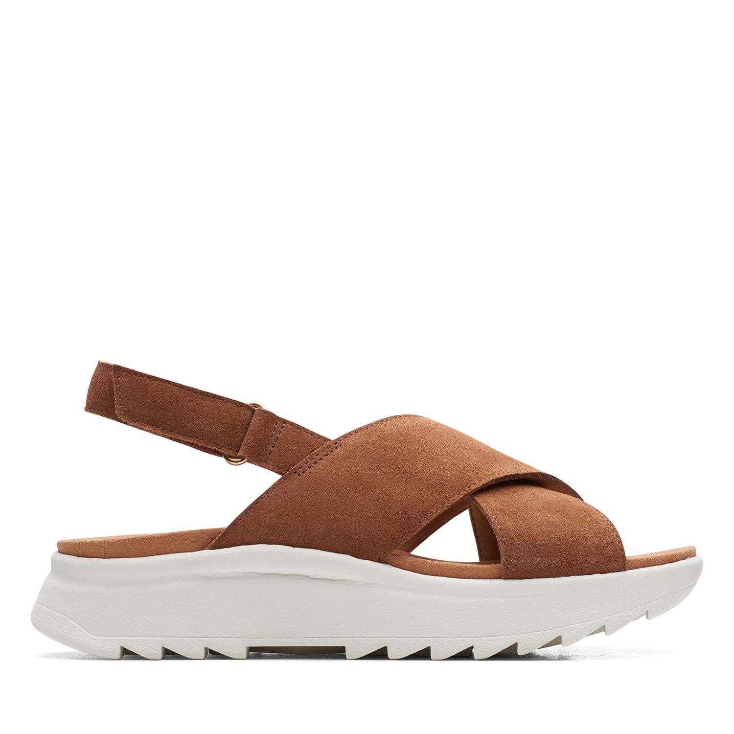 Clarks DashLite Wish Sandals - Dark Tan Suede - 261719504 - D Width (Standard Fit)