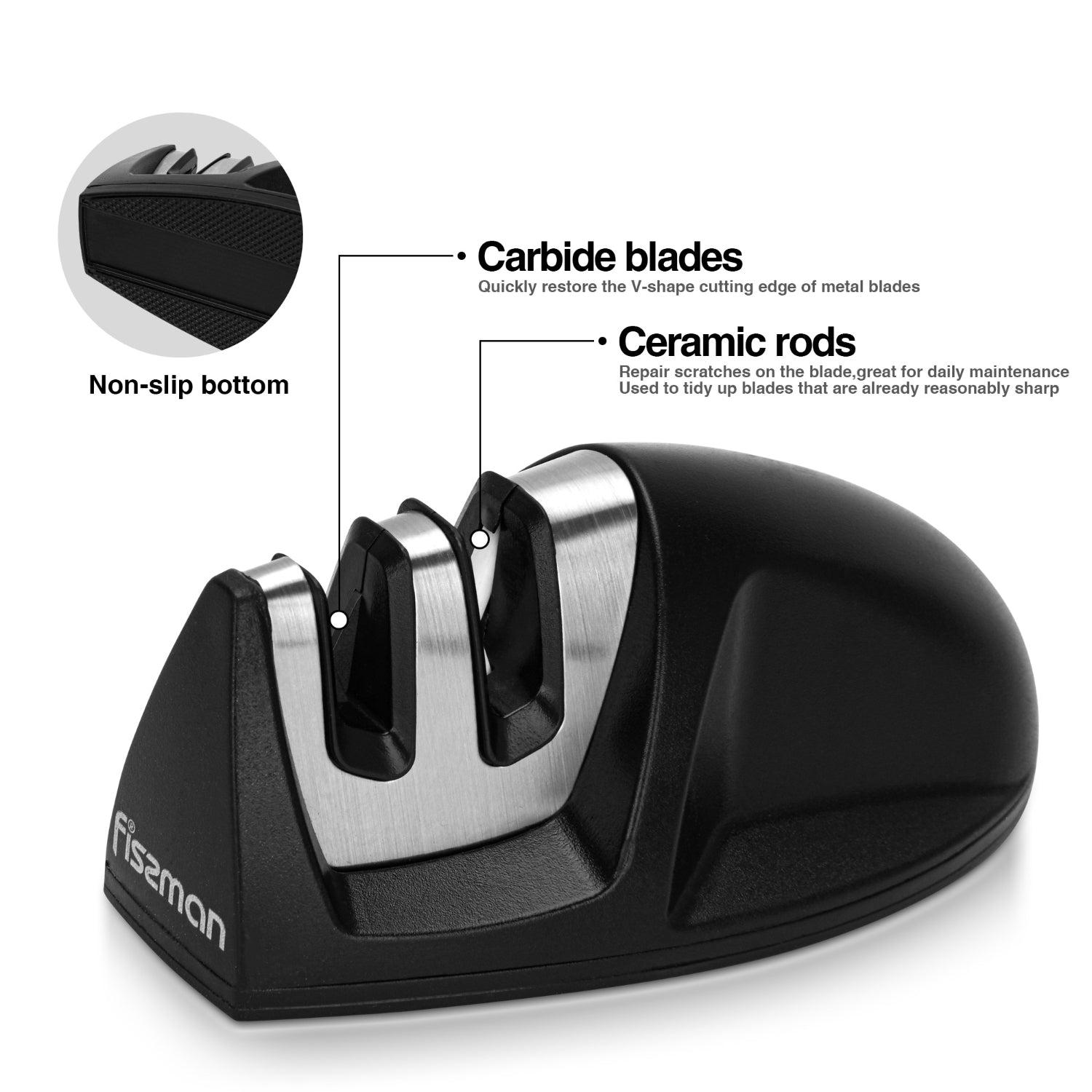 طقم سكاكين فيسمان من 6 قطع، سلسلة كيندو، فولاذ X30Cr13، سكين شيف 8 بوصات، سكين متعدد الاستخدامات 5 بوصات، سكين تقطيع 3.5 بوصات، قضيب مغناطيسي، ومبراة