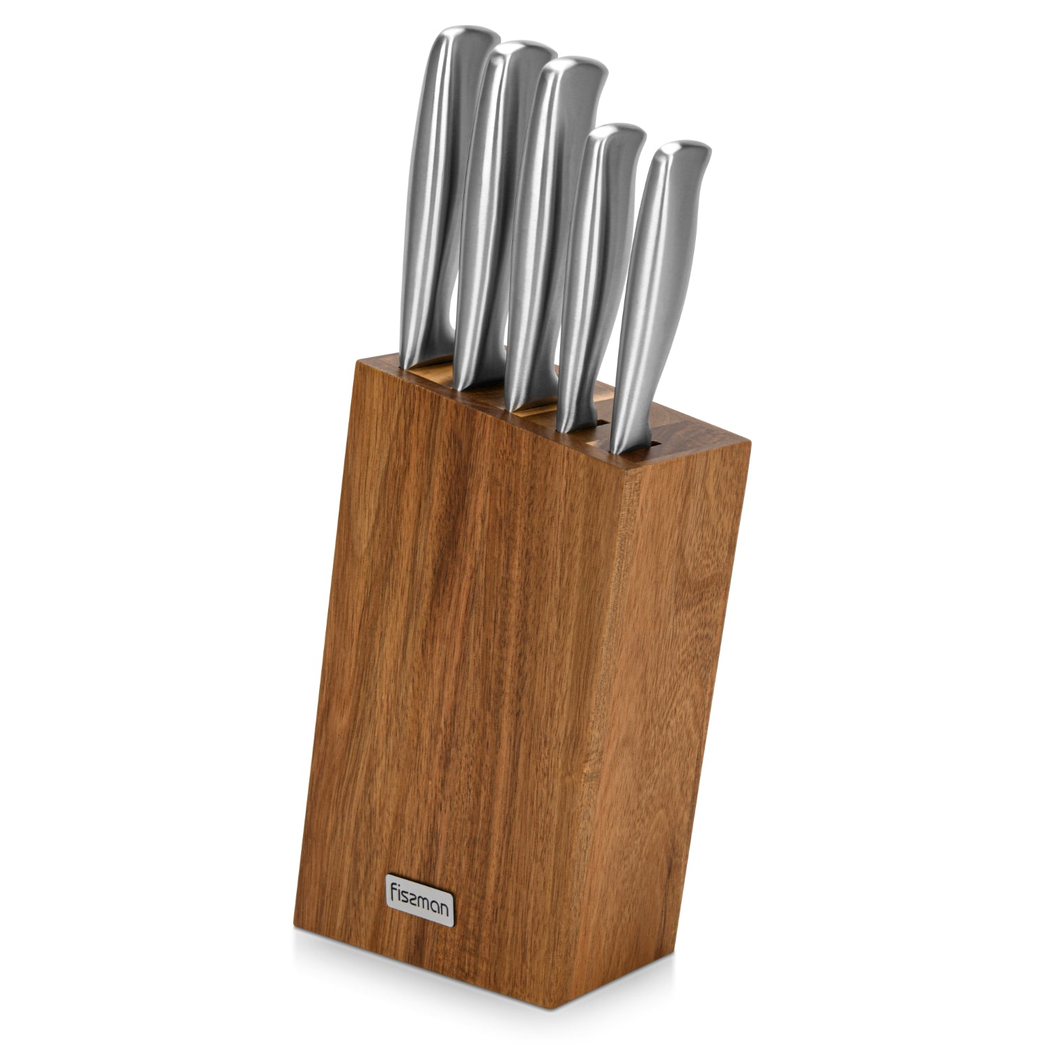 Fissman 6 Piece Knife Set Nagatomi with Acacia Wooden Block X30Cr13 Steel, Chef Knife 20cm, Slicing Knife 20cm, Bread Knife 20cm, Utility Knife 13cm, Pairing Knife 9cm, Complete Set with Stand
