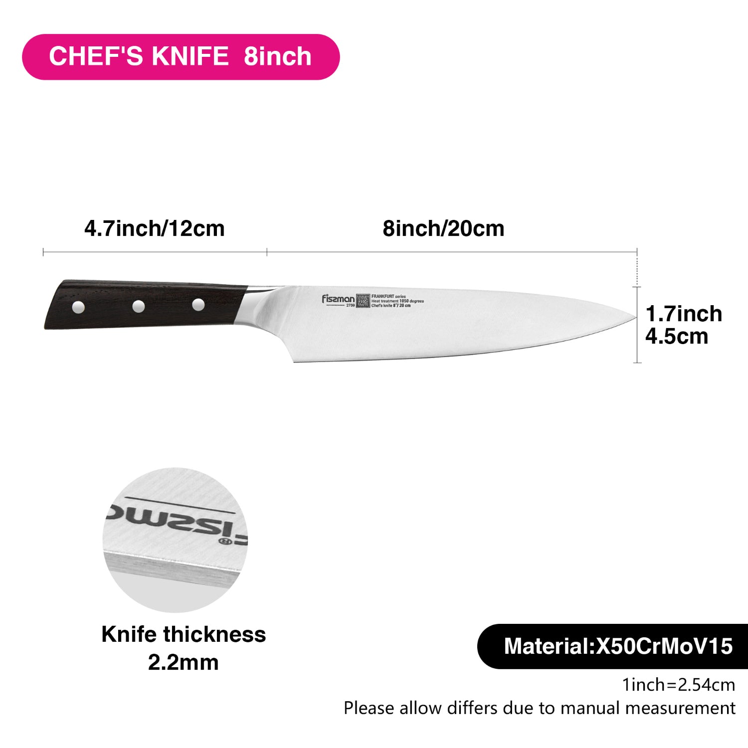 سكين الطاهي فيسمان فرانك فروت مقاس 8 بوصات - فولاذ X50Cr15MoV