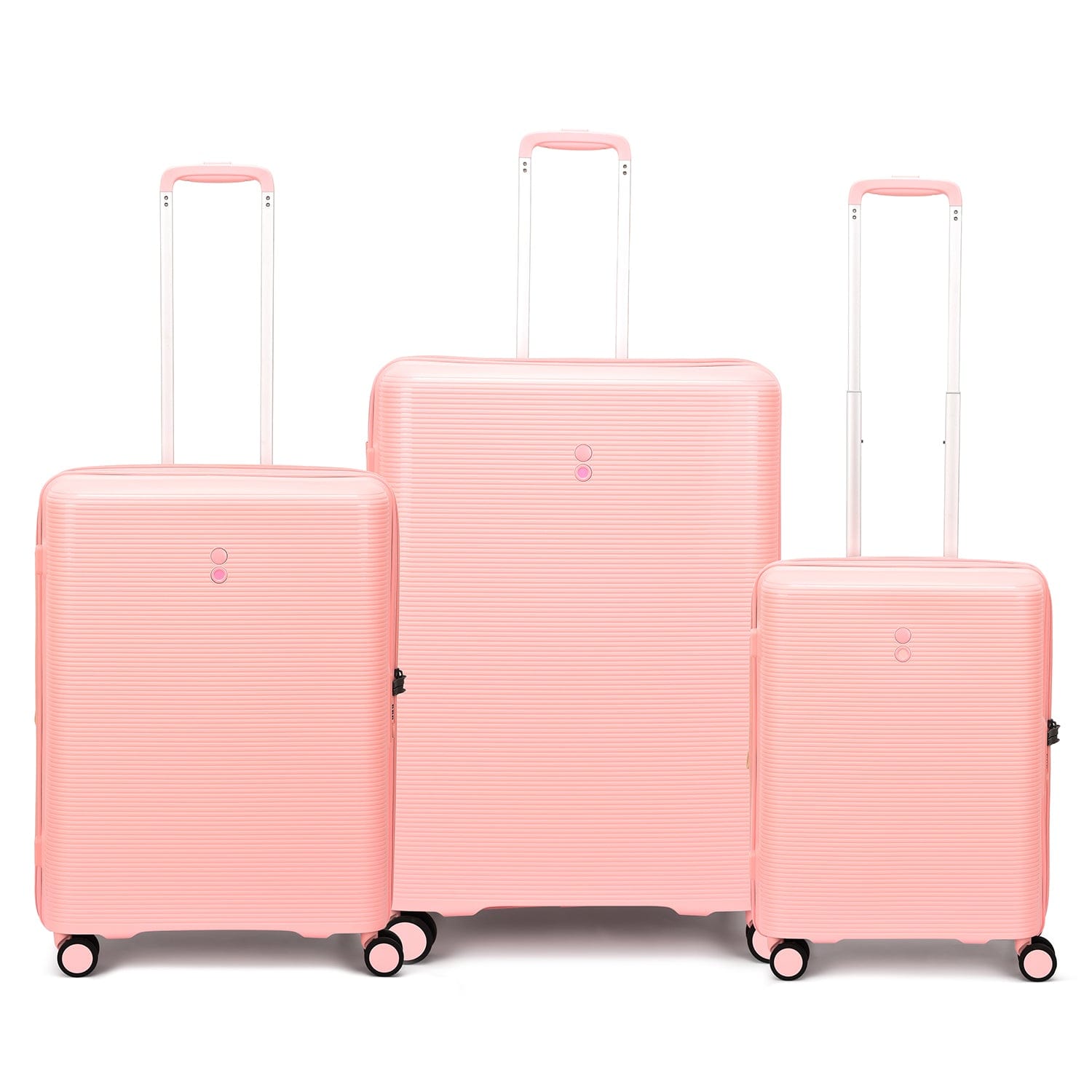 Echolac Forza 55+65+75cm Hardcase 4 Double Wheel Expandable Cabin & Check-In Luggage Trolley Set Passion Pink
