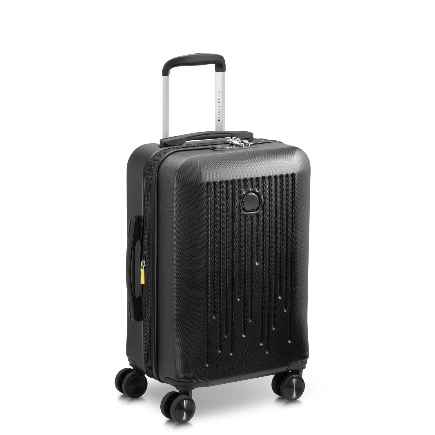 طقم ديلسي باريس كريستين، قطعتين، 55+82 سم، حقيبة صلبة، 4 عجلات مزدوجة، قابلة للتوسيع، مناسبة لكابينة السفر وتسجيل الوصول، لون أسود