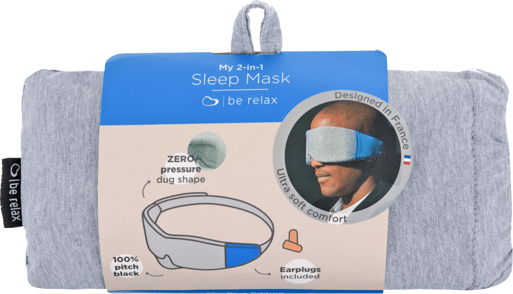 قناع النوم 2 في 1 باللون الأزرق