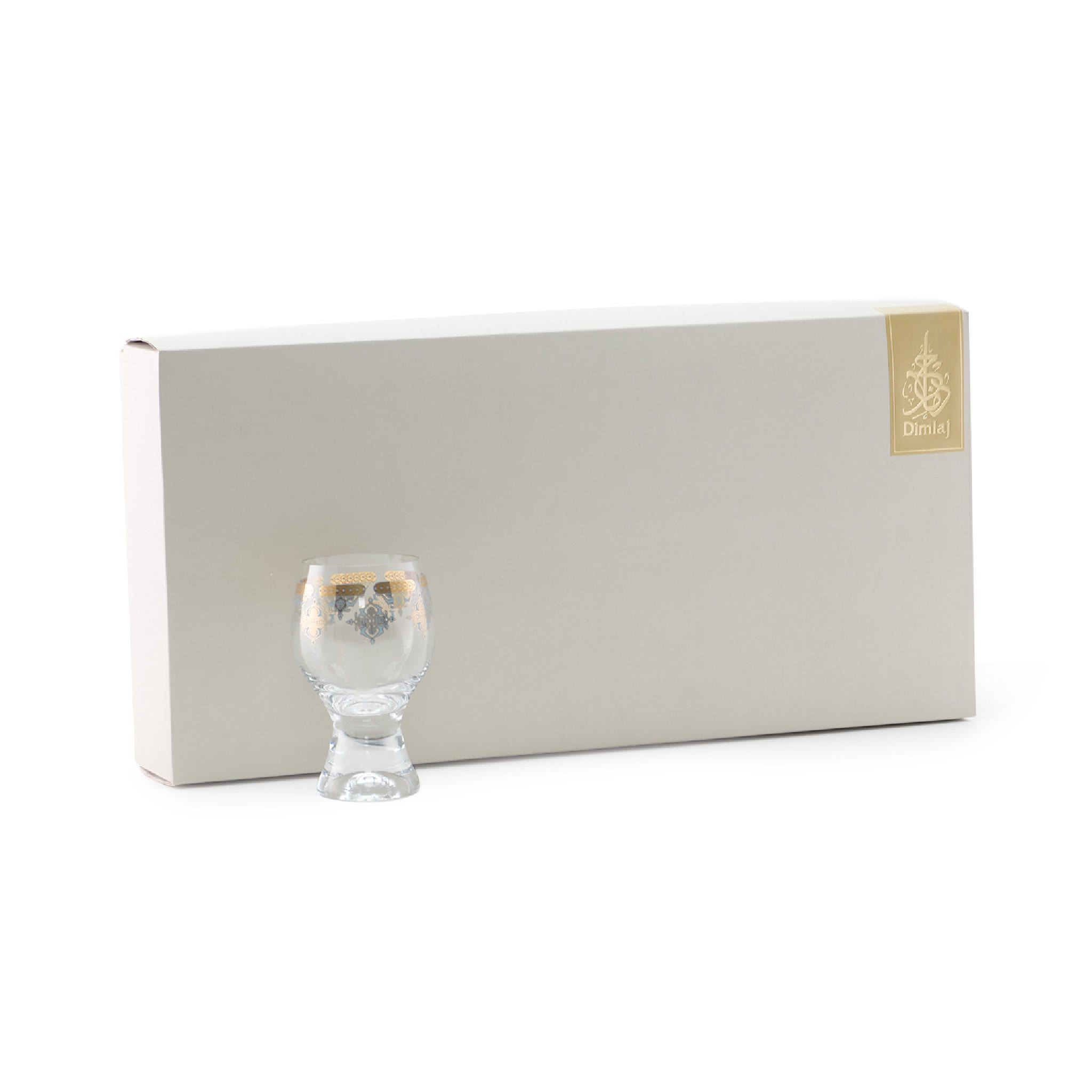 مجموعة ديملاج ريحان من 6 قطع سيقان كأس (ذهبي وأزرق)