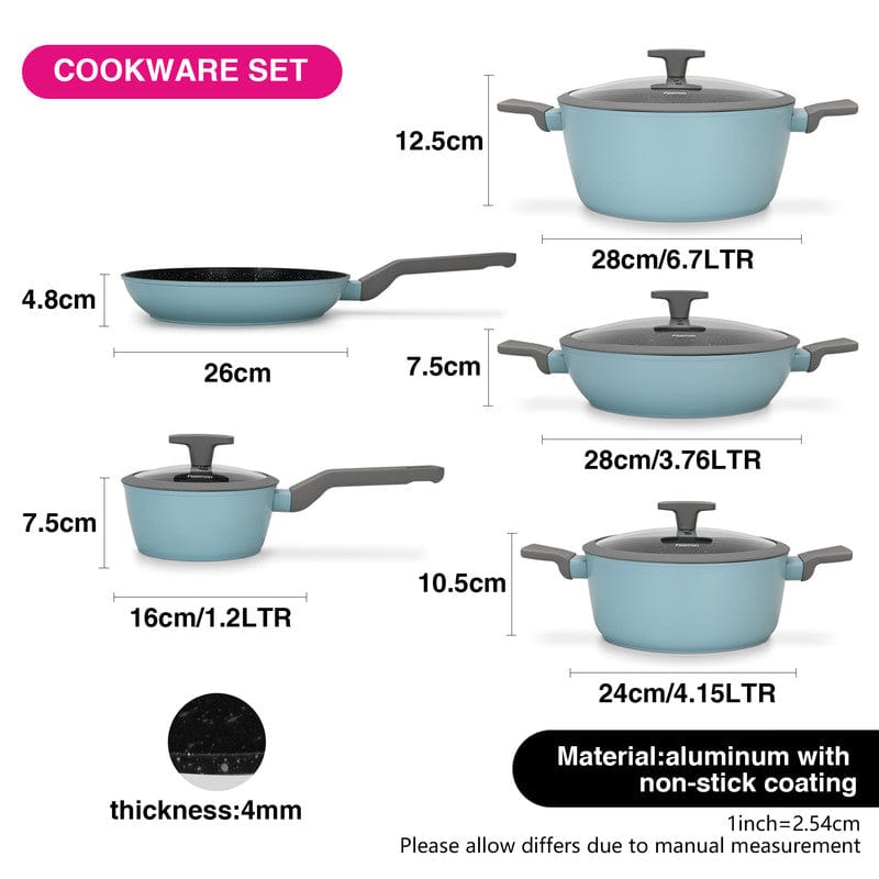 طقم أواني طهي فيسمان فيليا 9 قطع مع طلاء ألومنيوم غير لاصق
