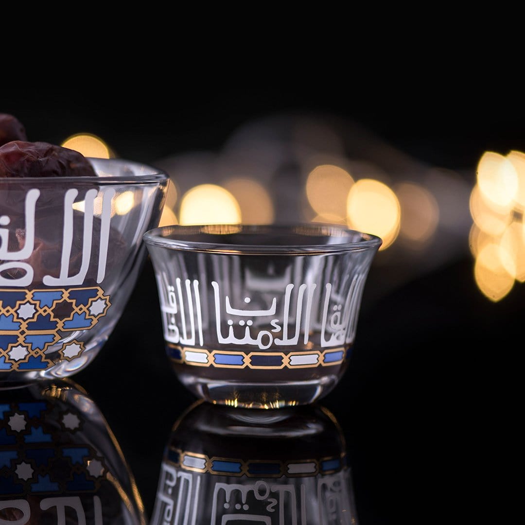 مجموعة ديملاج أصالة من 6 فناجين قهوة (ذهبي وأزرق)