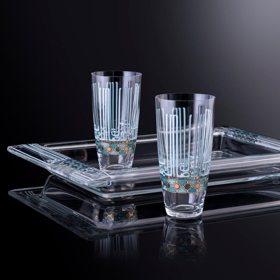 طبق تقديم مستطيل كبير من ديملاج أصالة (ذهبي وأخضر)