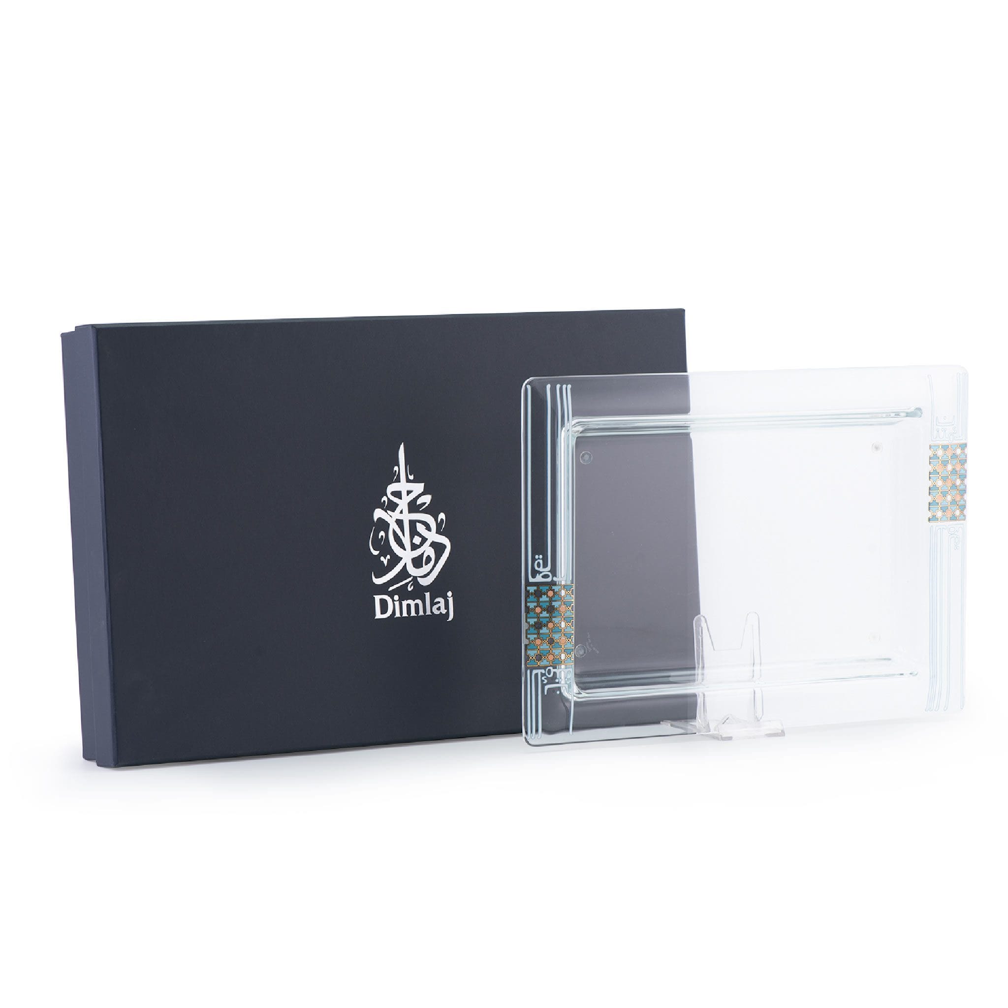 طبق تقديم مستطيل كبير من ديملاج أصالة (ذهبي وأخضر)