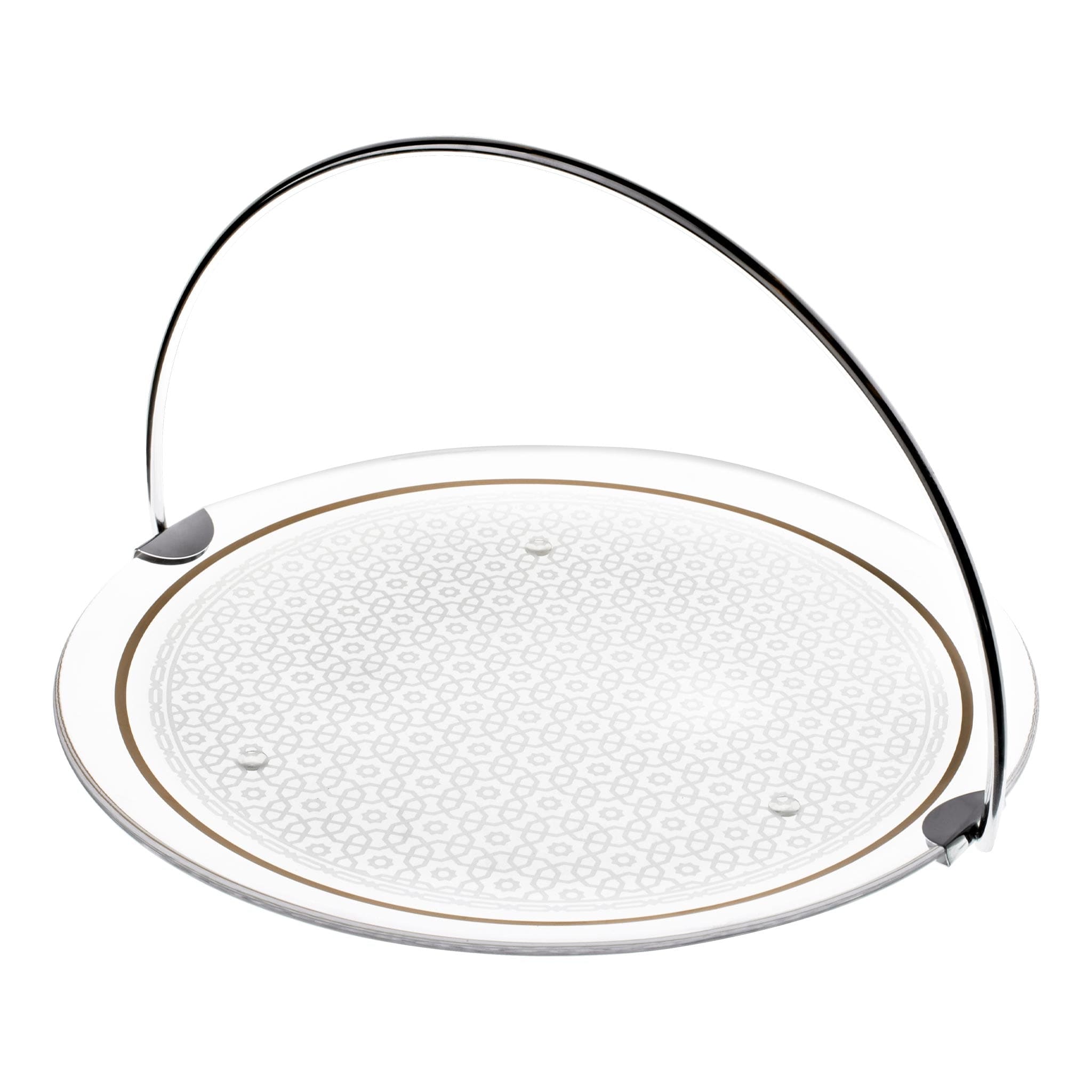 صينية تقديم كبيرة من ديملاج عاجية اللون بمقبض (ذهبي)