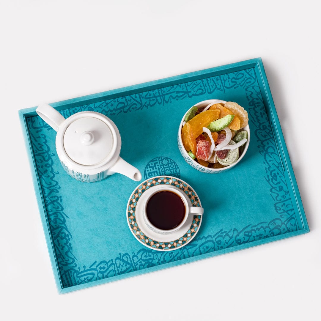 مجموعة ديملاج أصالة من 6 فناجين شاي وصحون (ذهبي وأخضر)