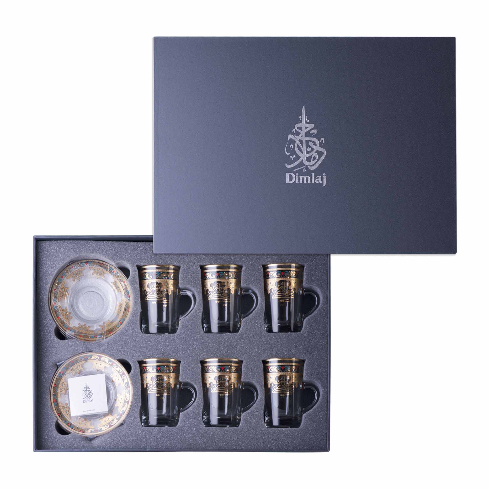 مجموعة ديملاج سرور من 6 فناجين شاي وصحون (ذهبي)