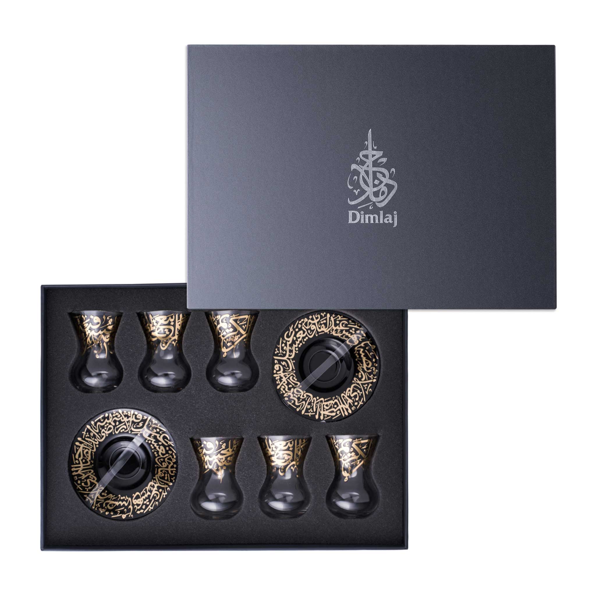 مجموعة ديملاج كريم من 6 فناجين شاي وصحون (ذهبي)