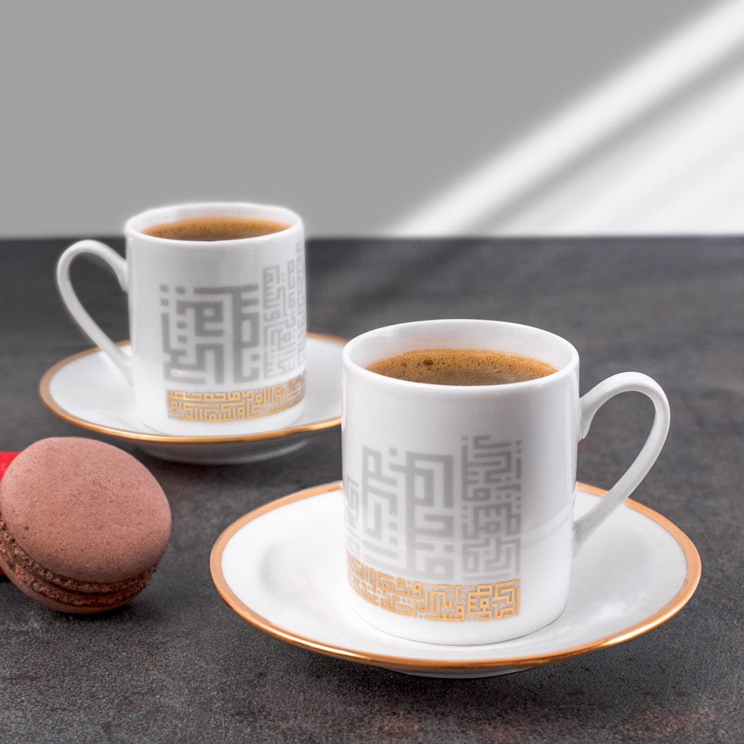 مجموعة ديملاج أبراج من 6 فناجين قهوة (ذهبي)