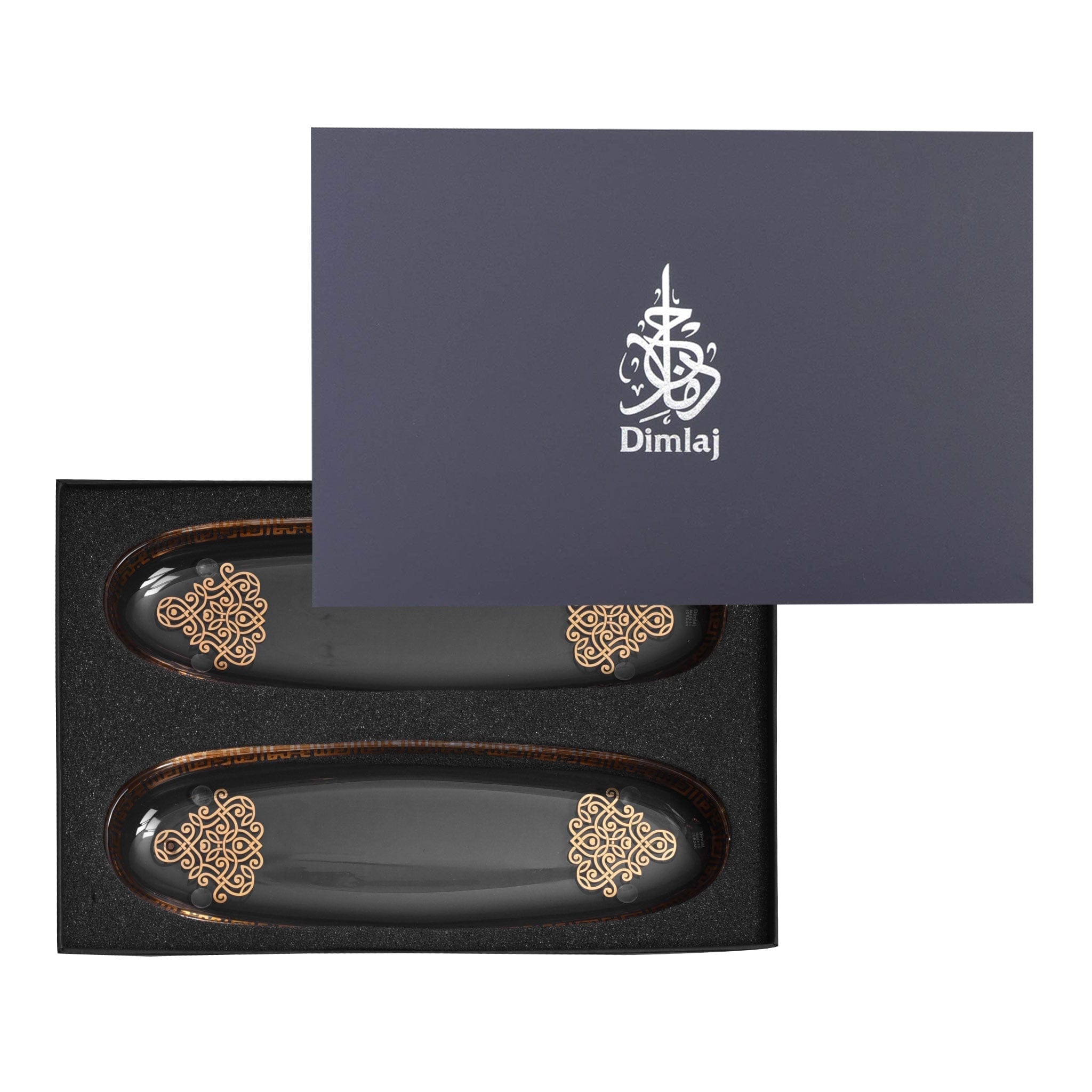 مجموعة ديملاج شفا من قطعتين من الأطباق البيضاوية (ذهبي)