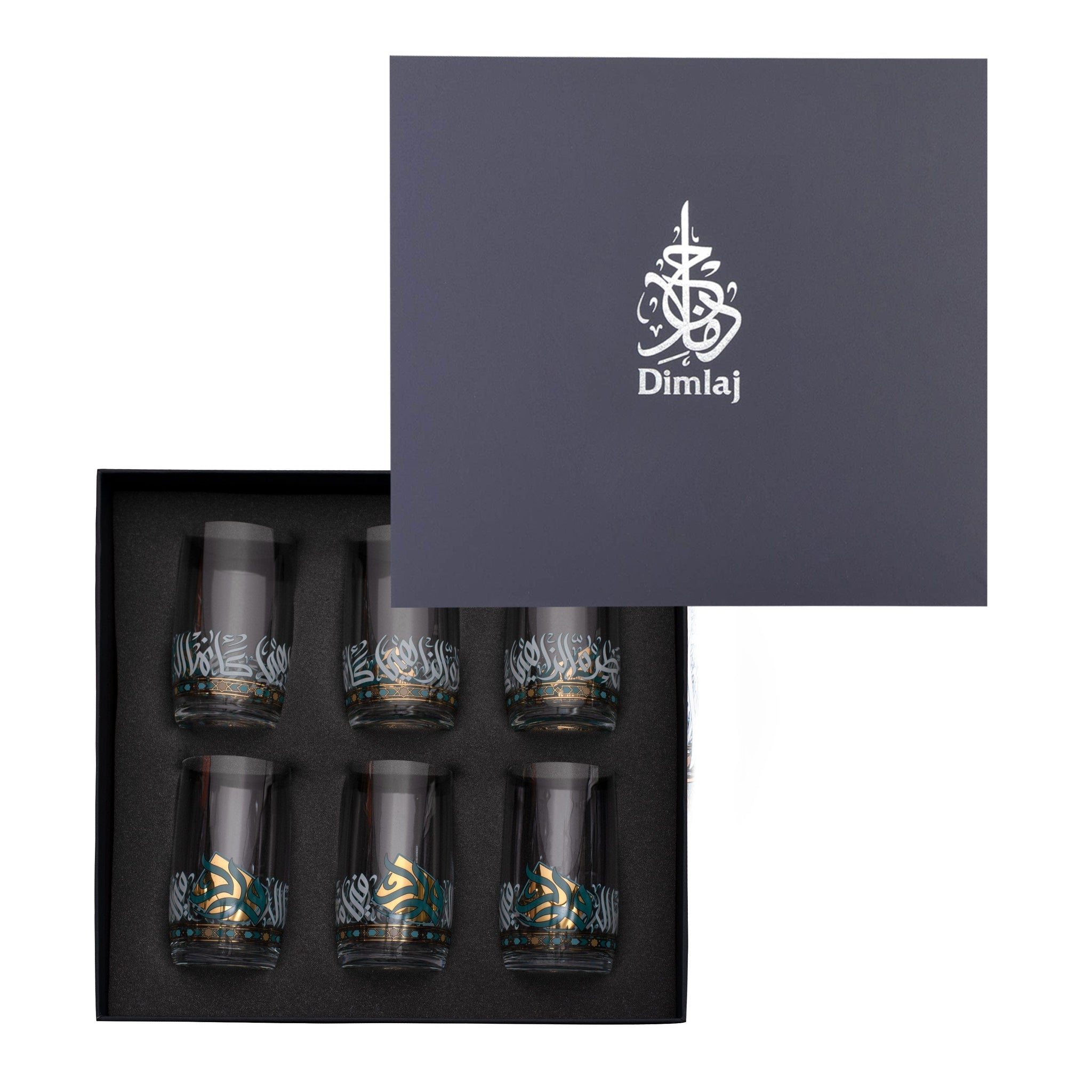 مجموعة أكواب ديملاج ورود، 6 قطع (ذهبي وأخضر)