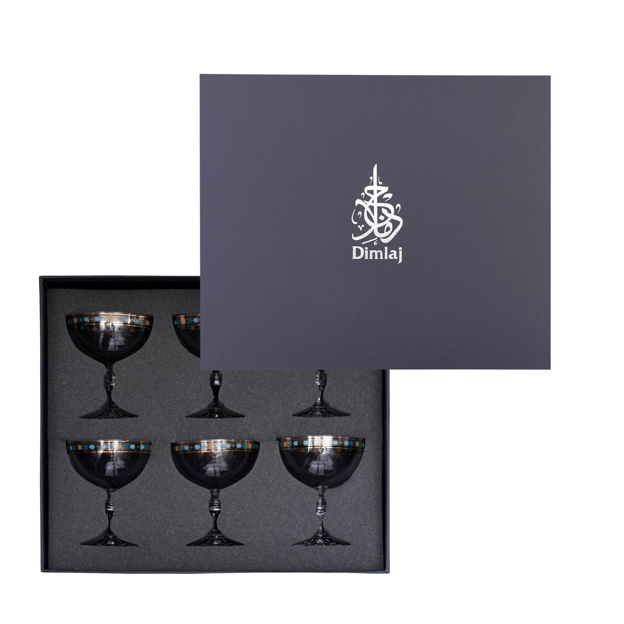 مجموعة ديملاج ورود من 6 أكواب آيس كريم (ذهبي وأخضر)