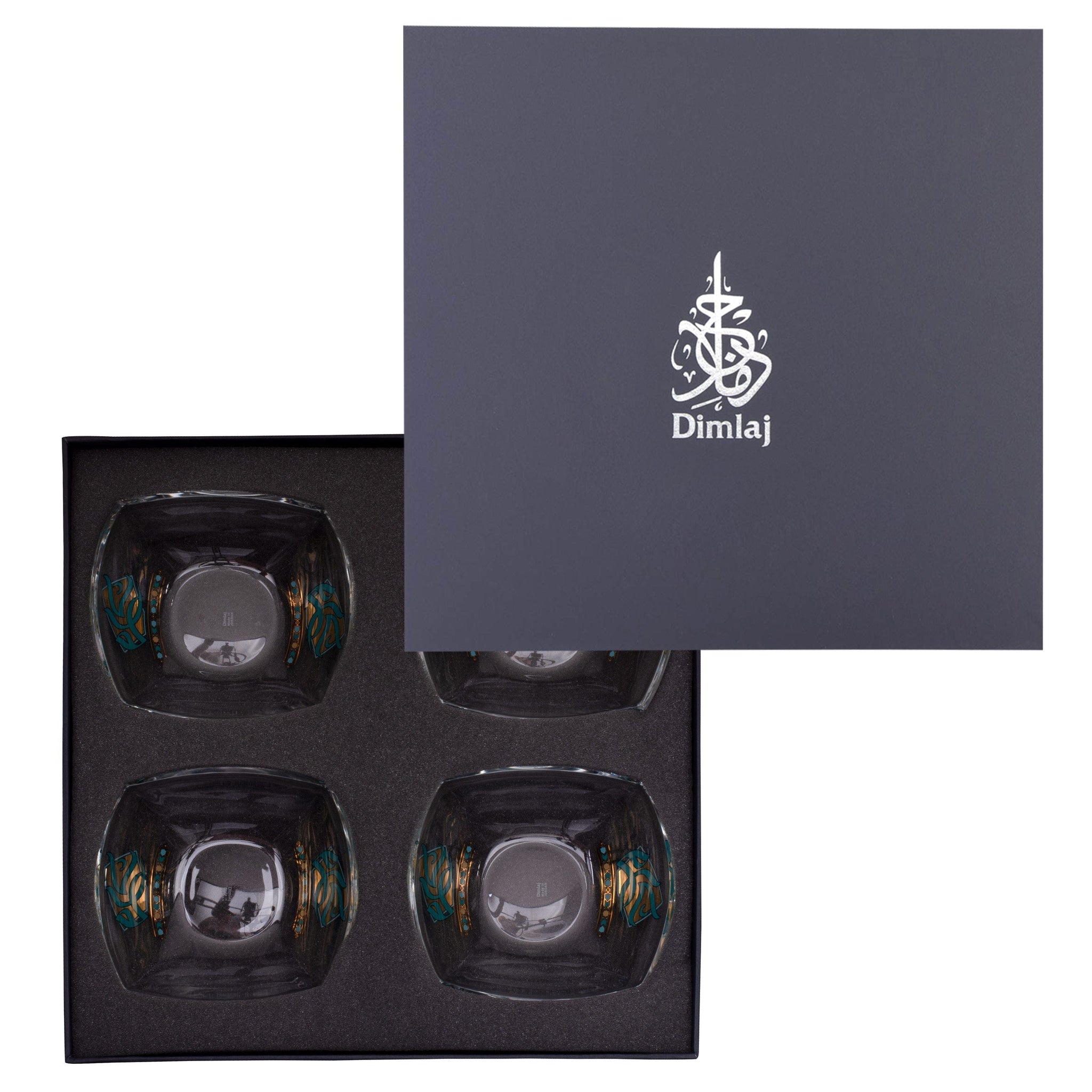 مجموعة ديملاج ورود من 4 قطع أوعية تقديم (ذهبي وأخضر)