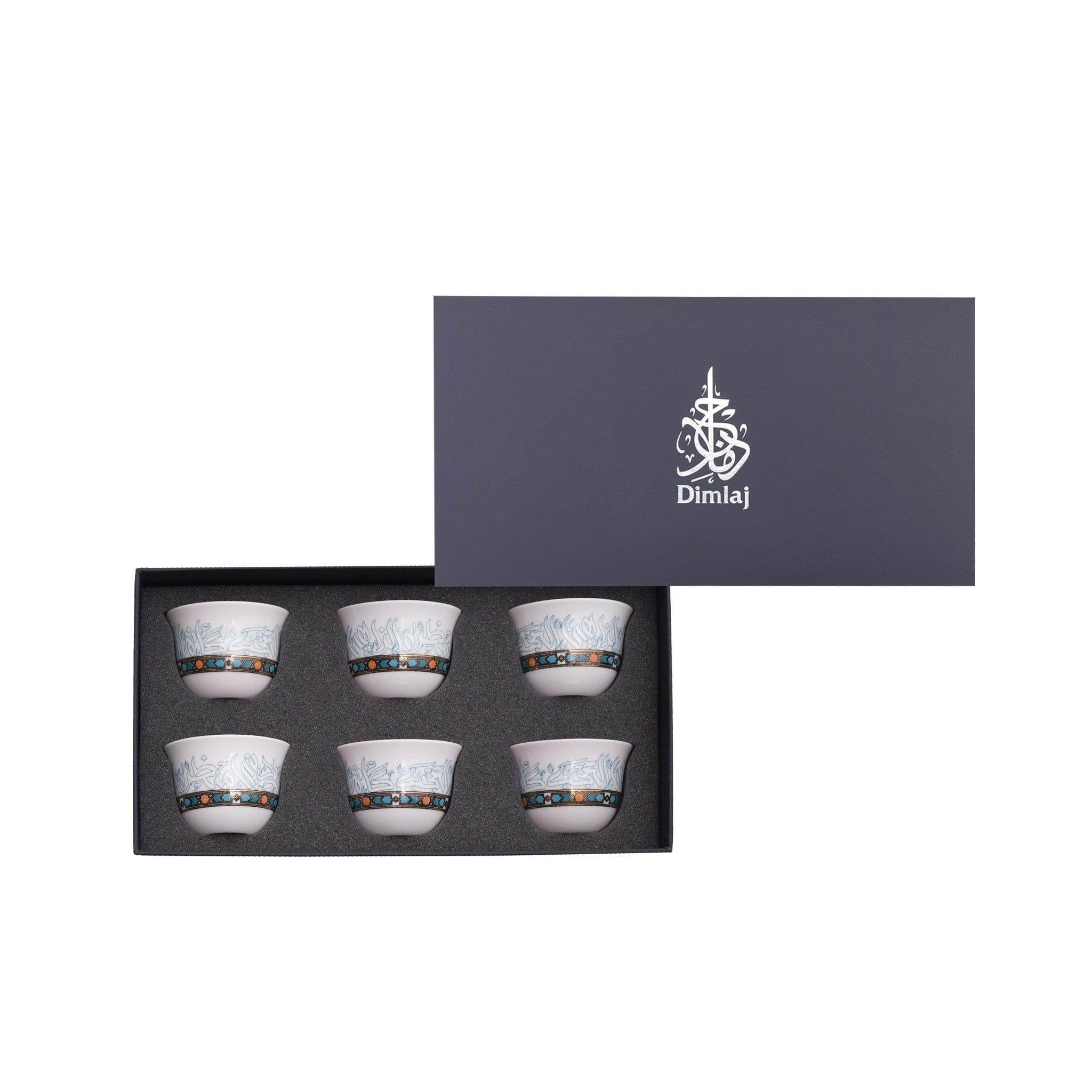 مجموعة ديملاج ورود من 6 فناجين قهوة بورسلين (ذهبي وأخضر)