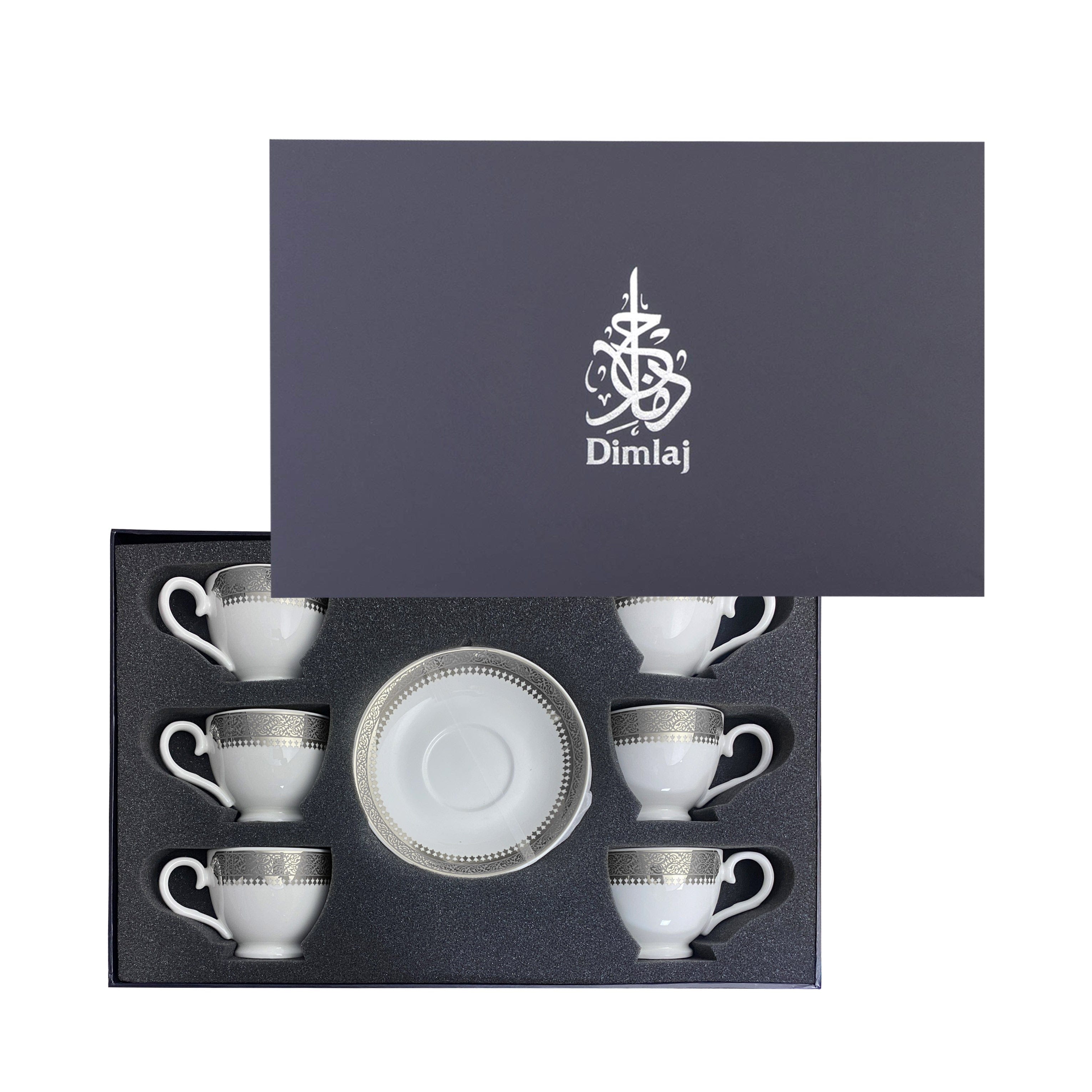 مجموعة ديملاج قرطبة من 6 فناجين قهوة تركية (بلاتينيوم)