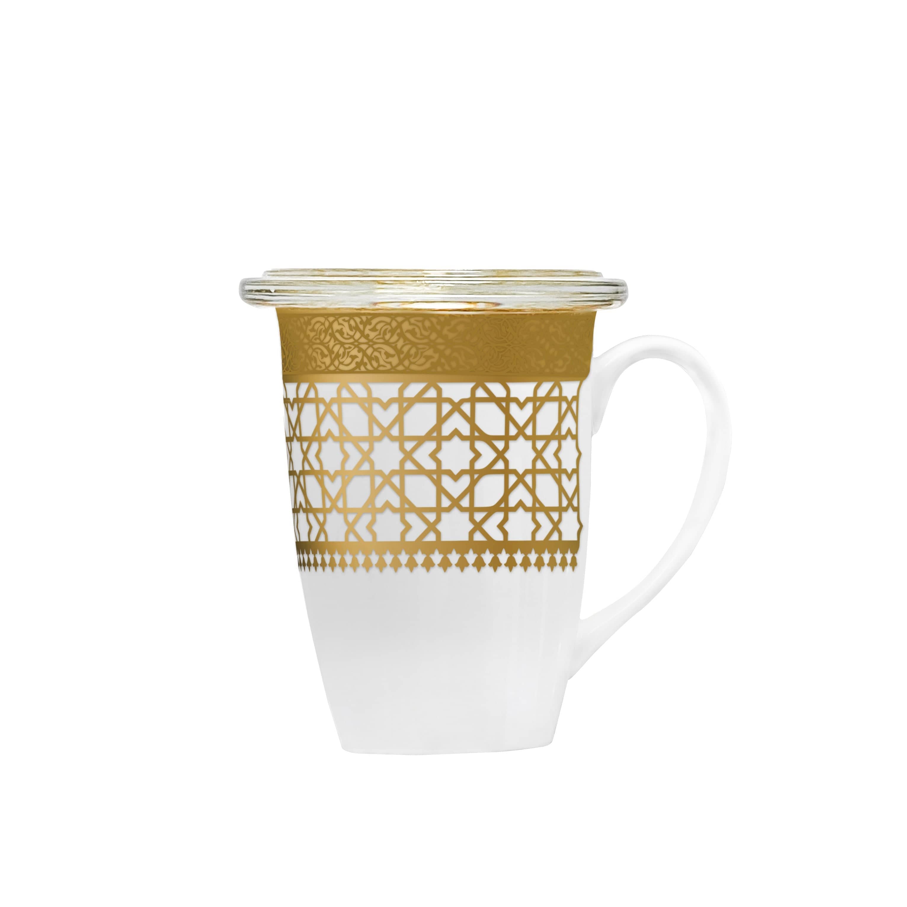 مجموعة ديملاج قرطبة من 4 قطع أكواب وأغطية (ذهبي)