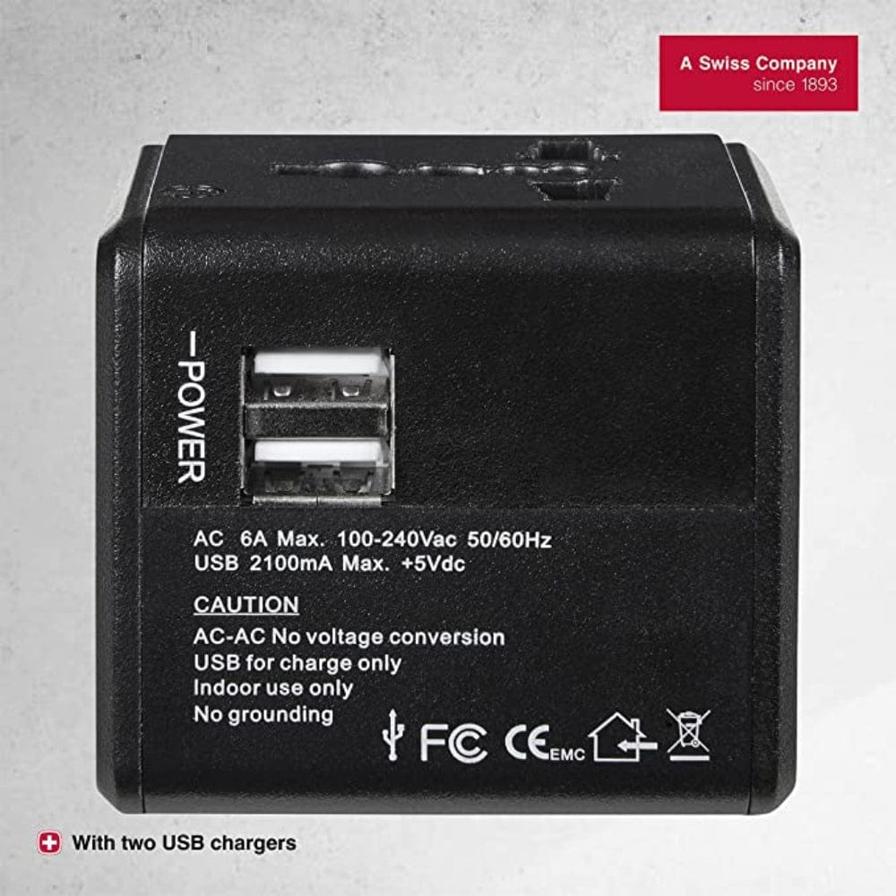 محول سفر وينجر مع شاحنين USB أسود - 604559