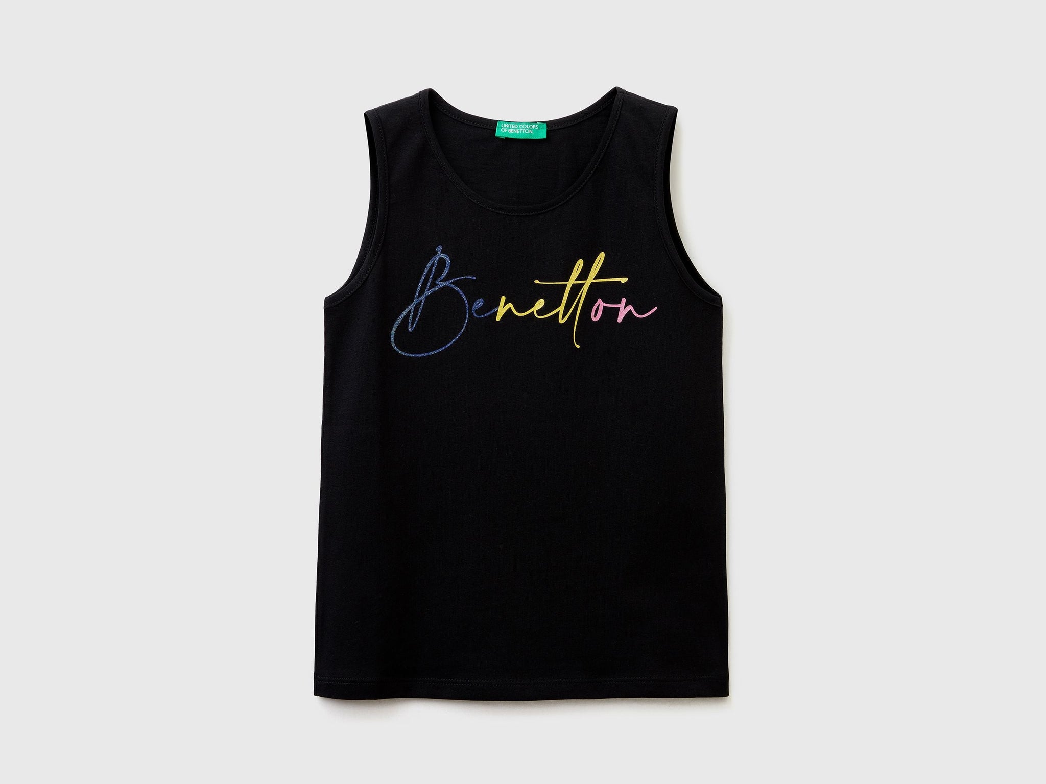 Tank top with glittery logo print
