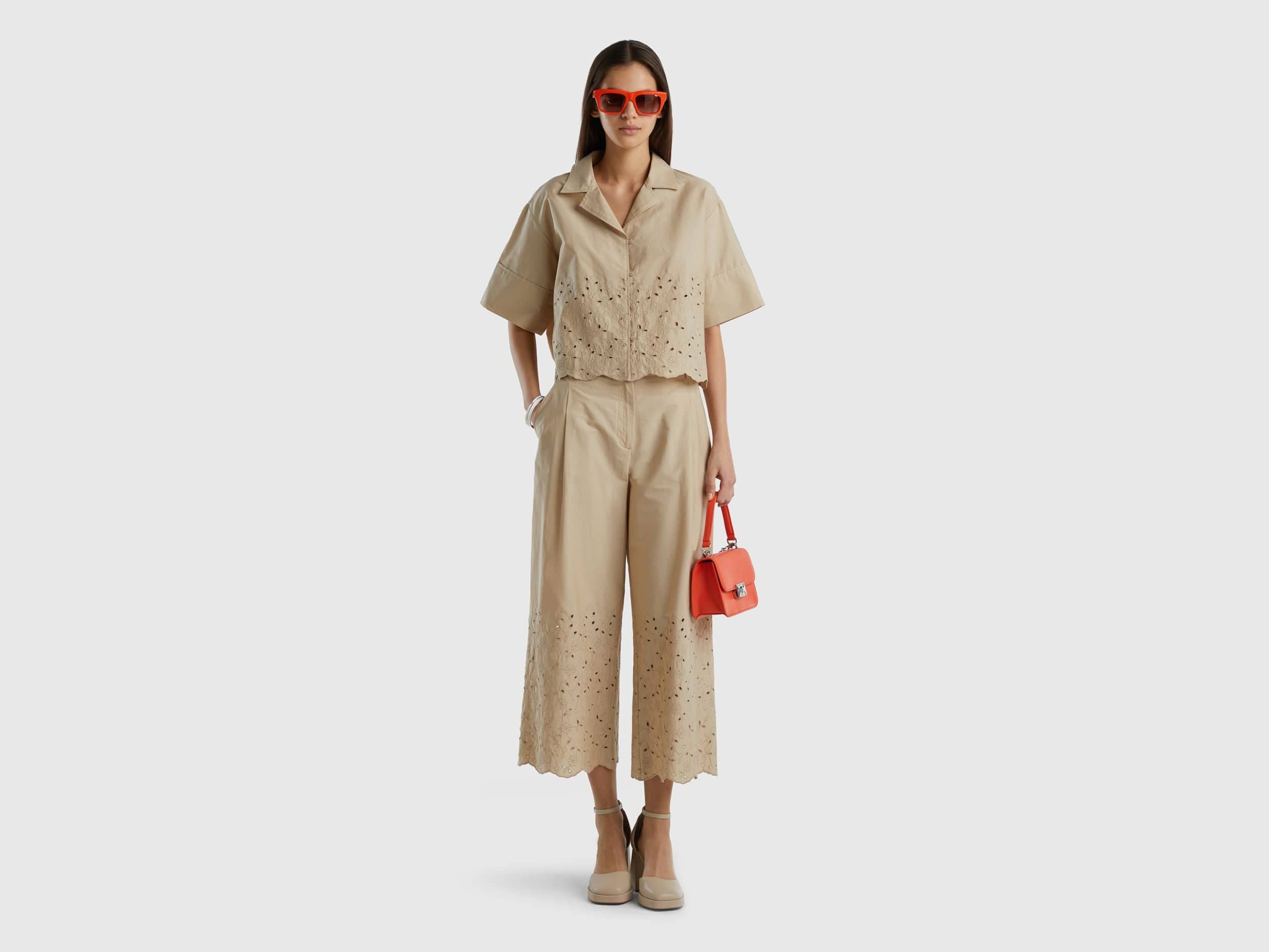 بنطلون واسع مع تطريز بروديري أنجليز