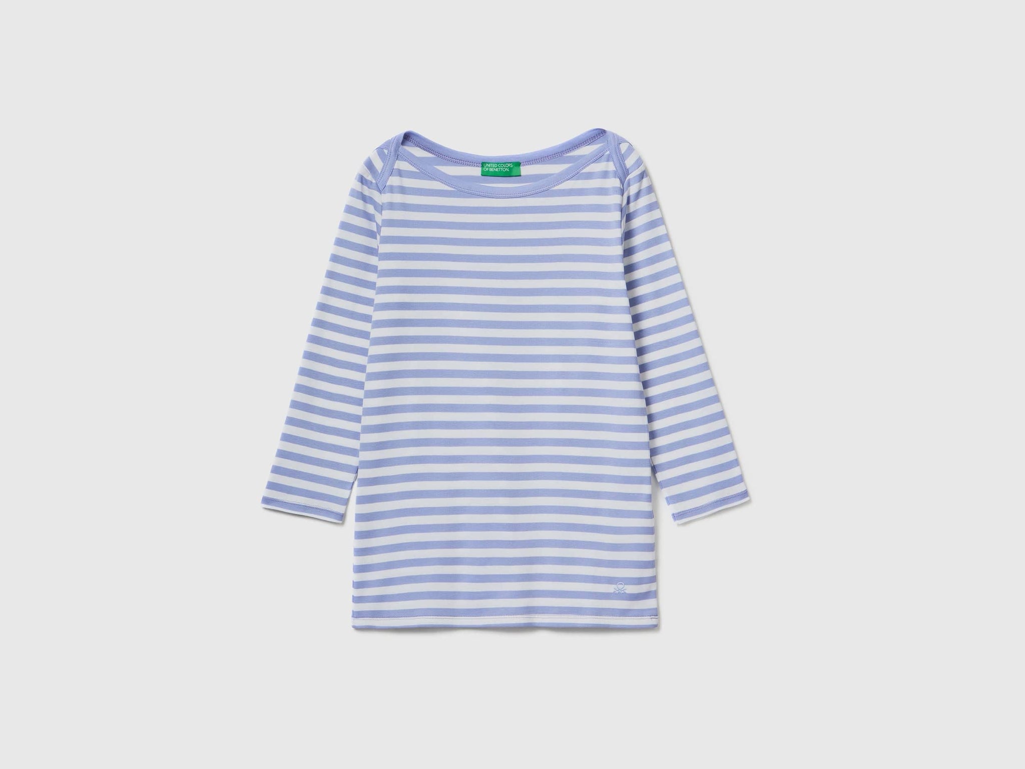 Striped 3/4 sleeve t-shirt in 100% cotton