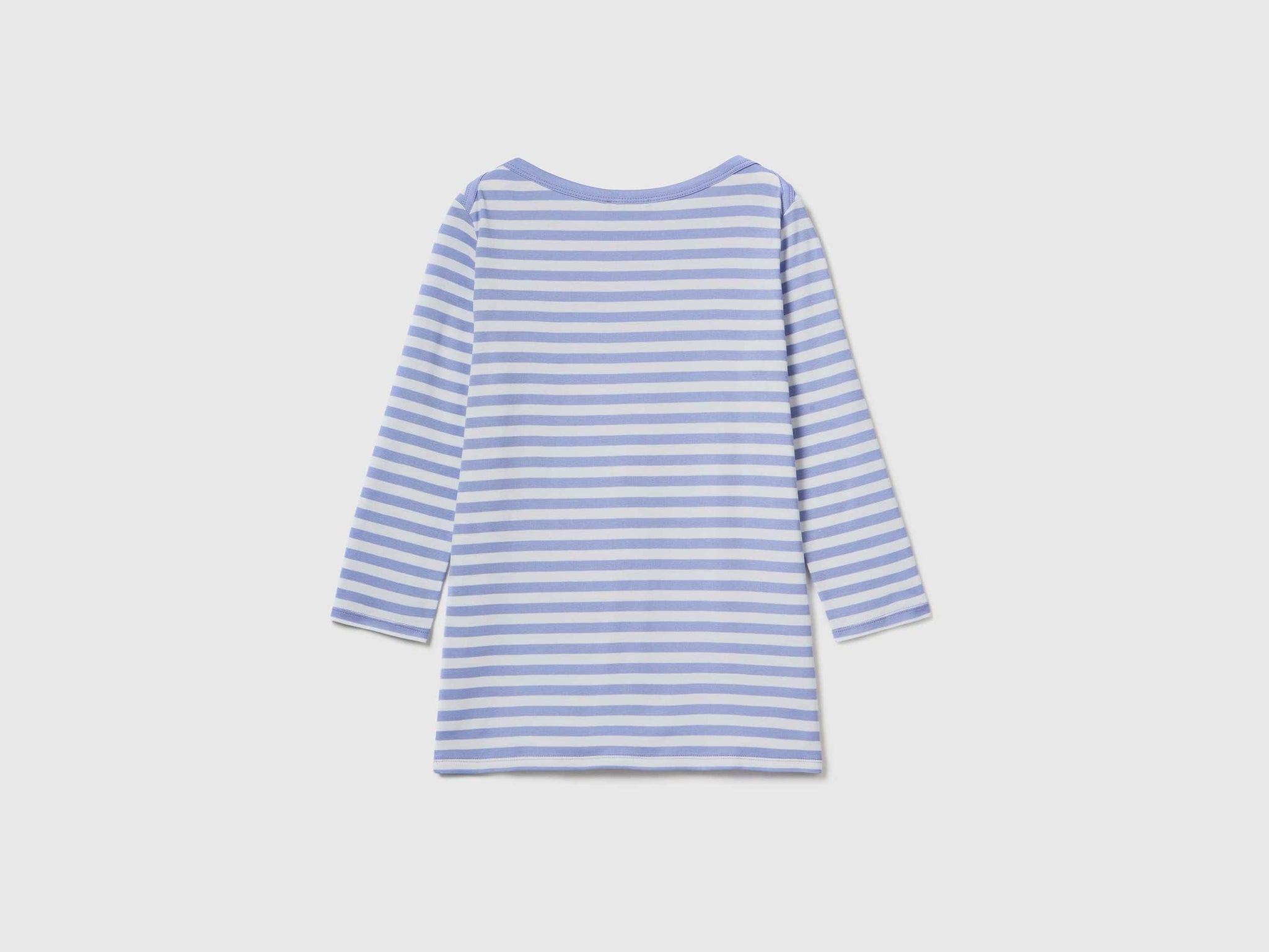 تي شيرت مخطط بأكمام 3/4 من القطن بنسبة 100%