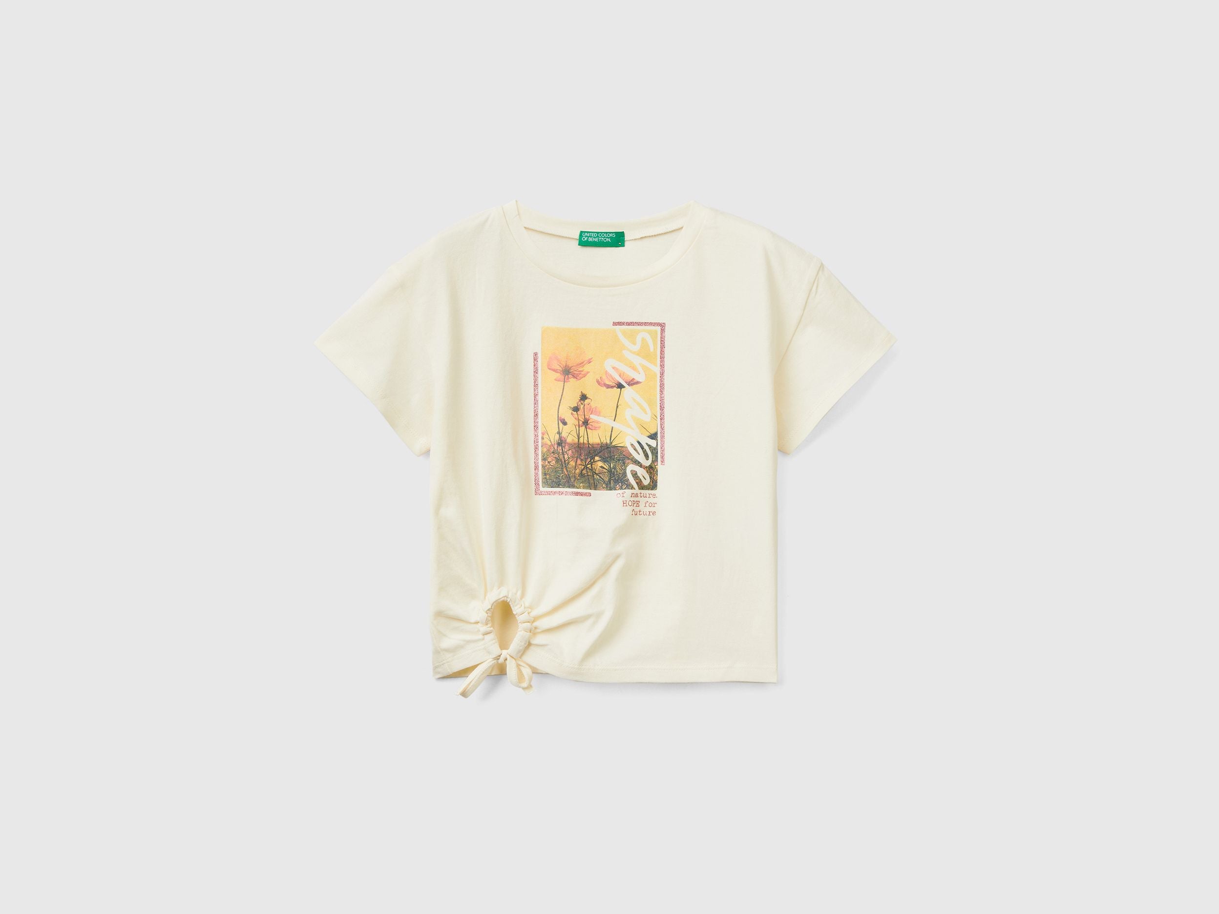 Cropped t-shirt with print and glitter