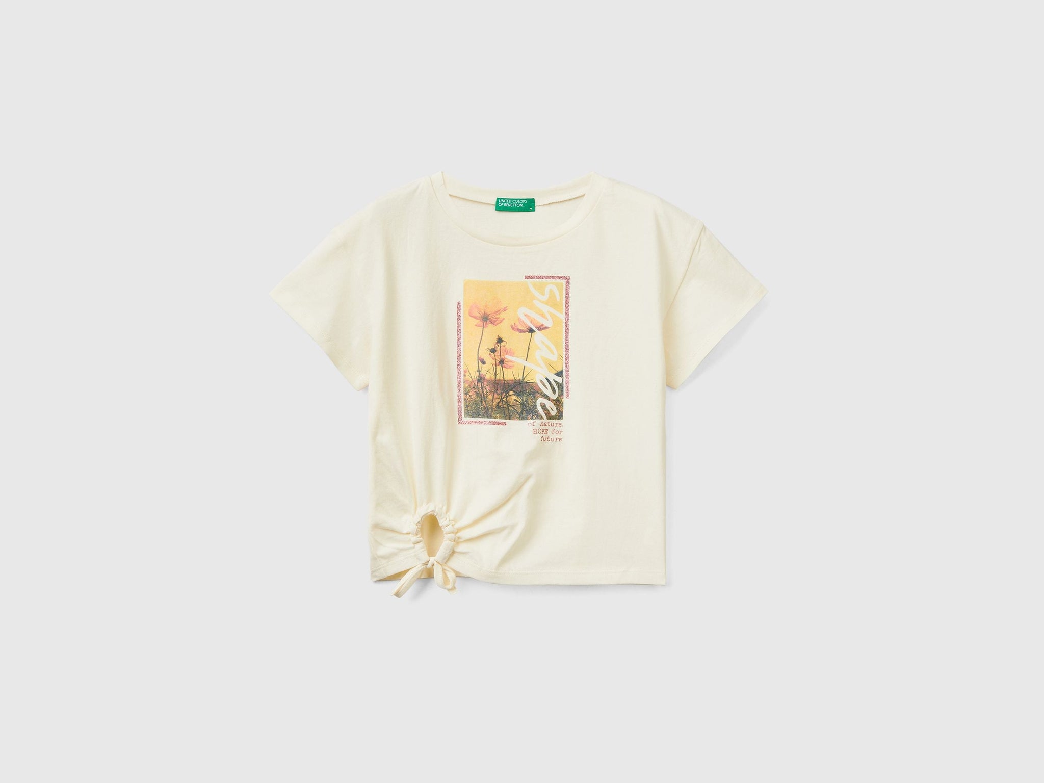 Cropped t-shirt with print and glitter