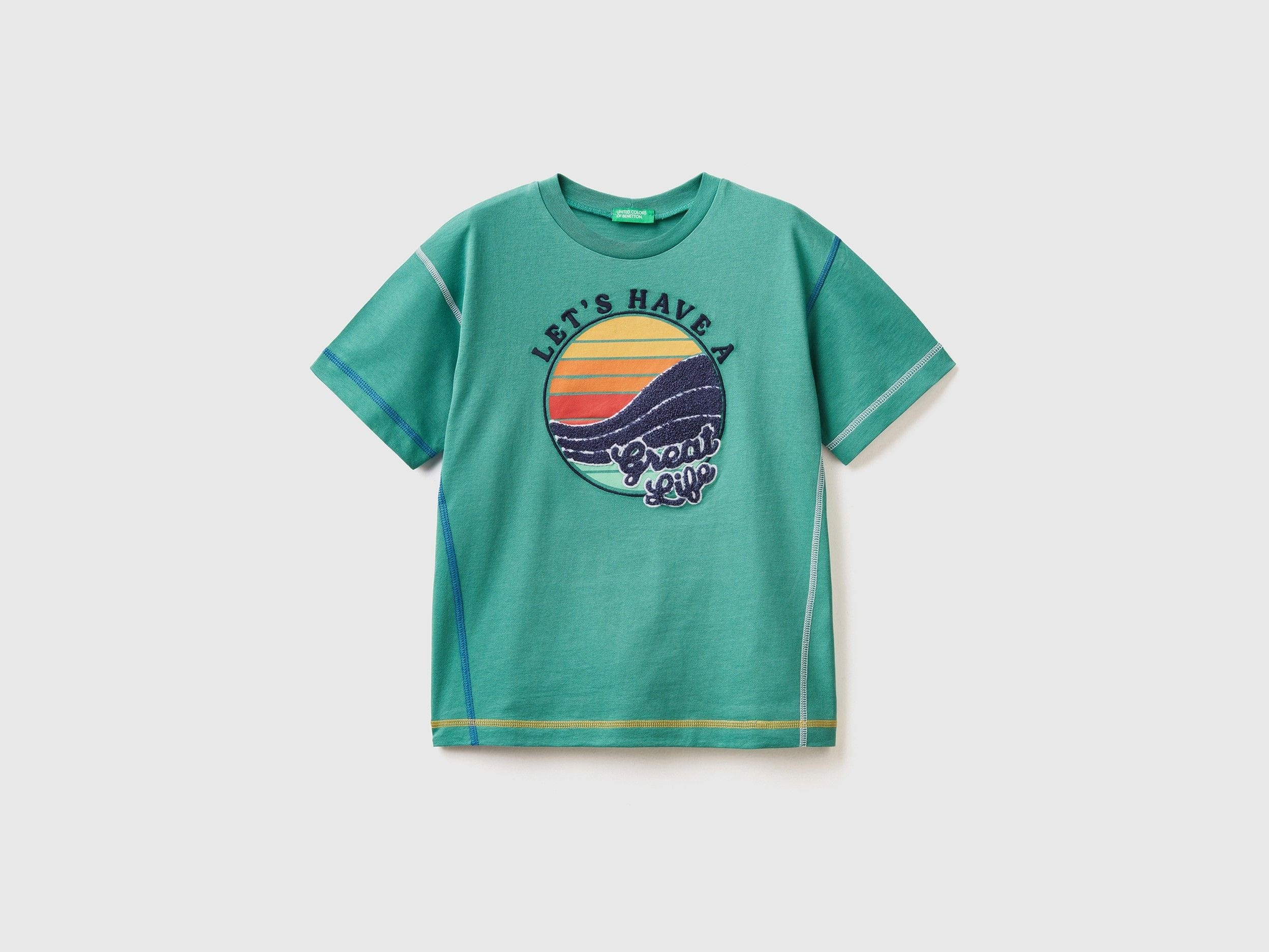 T-shirt with print and embroidery